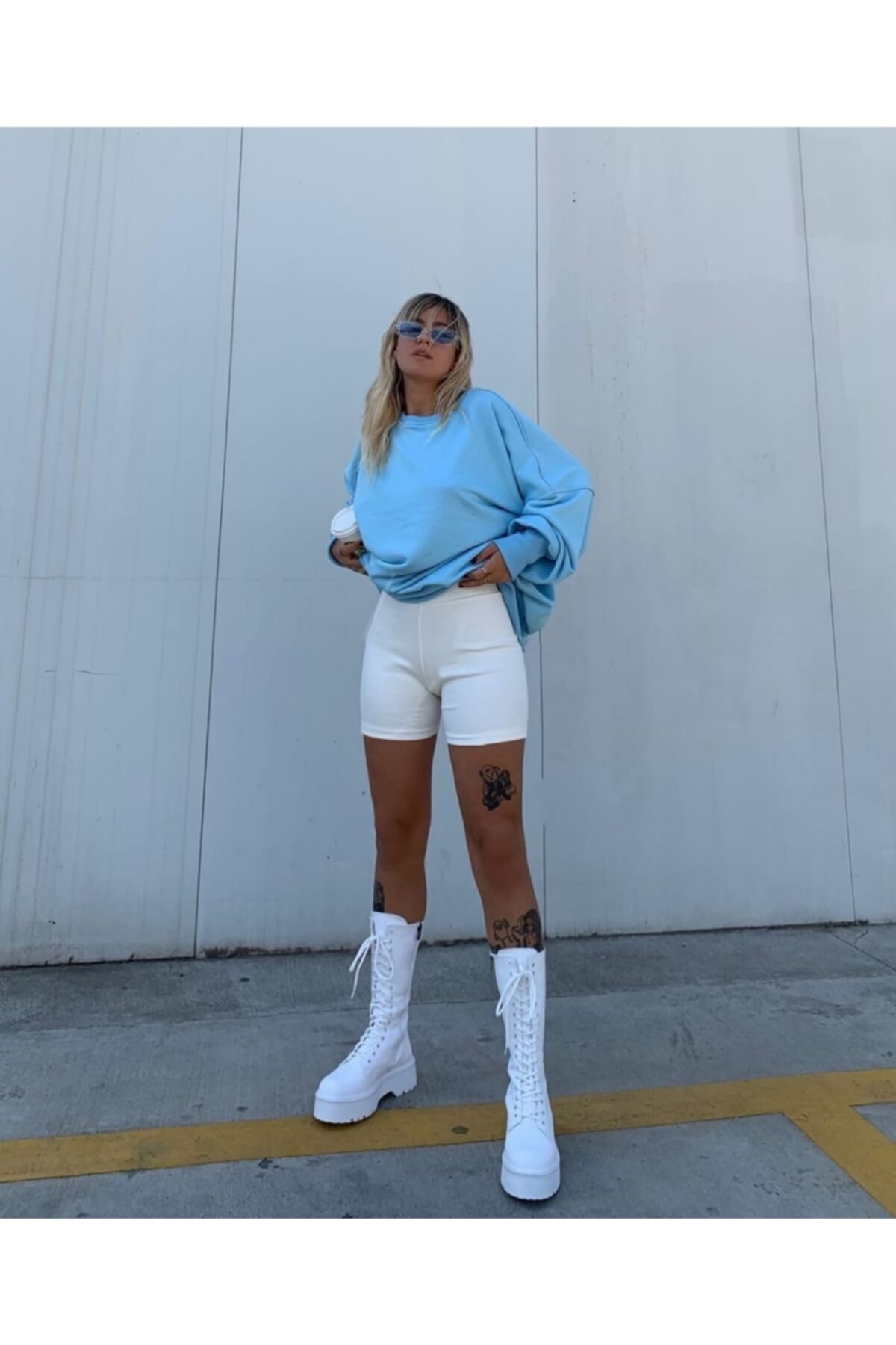 ekarce Mavi Oversize Sweatshirt