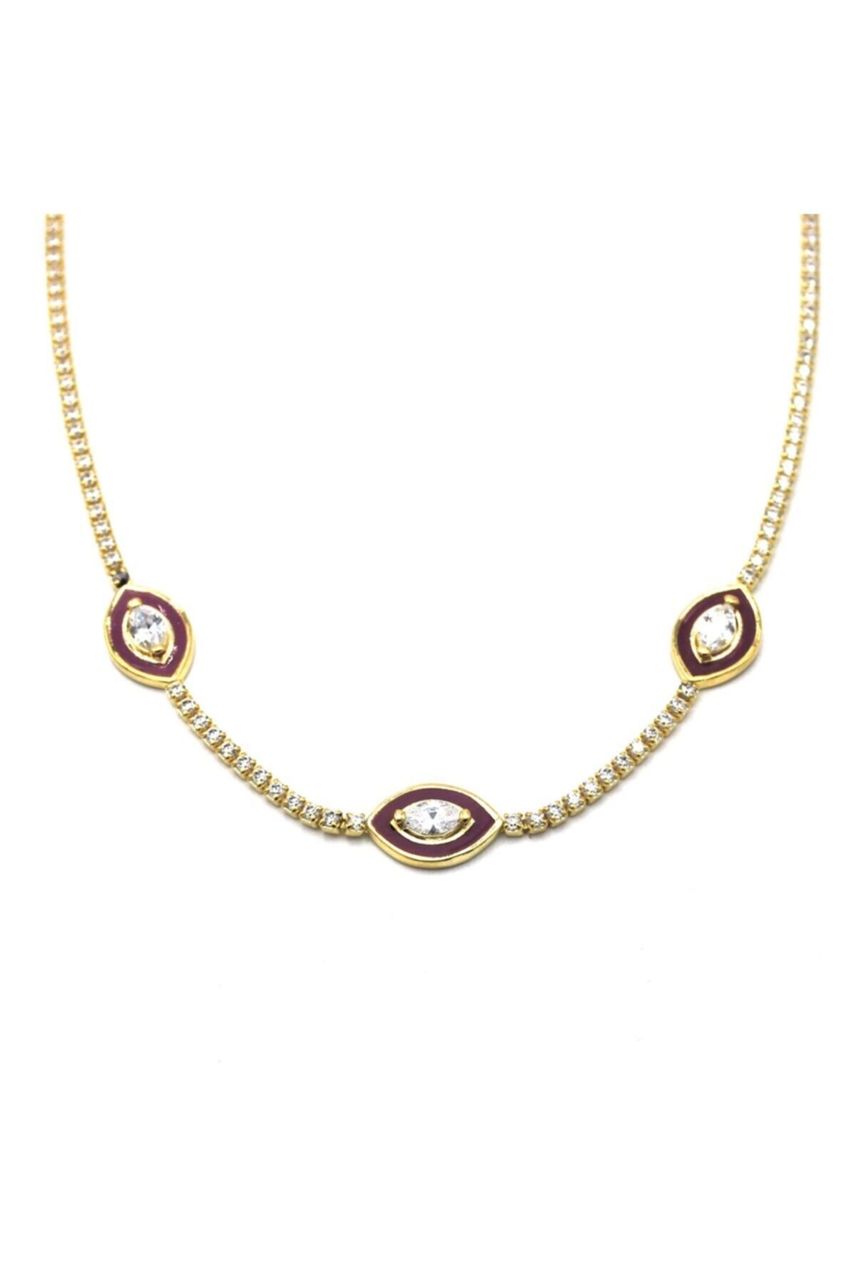 Medcezir Silver Üçlü Mekik Göz Gümüş Choker