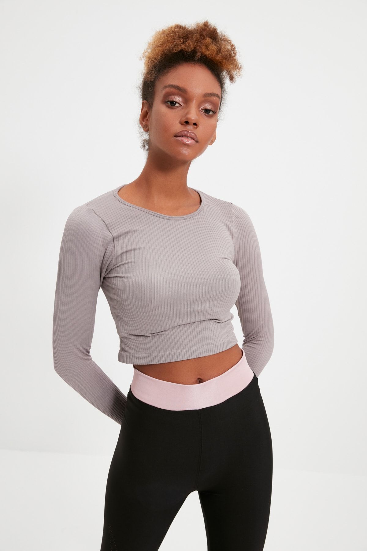 TRENDYOLMİLLA Mor Dikişsiz Crop Spor Bluz TWOAW22BZ0448