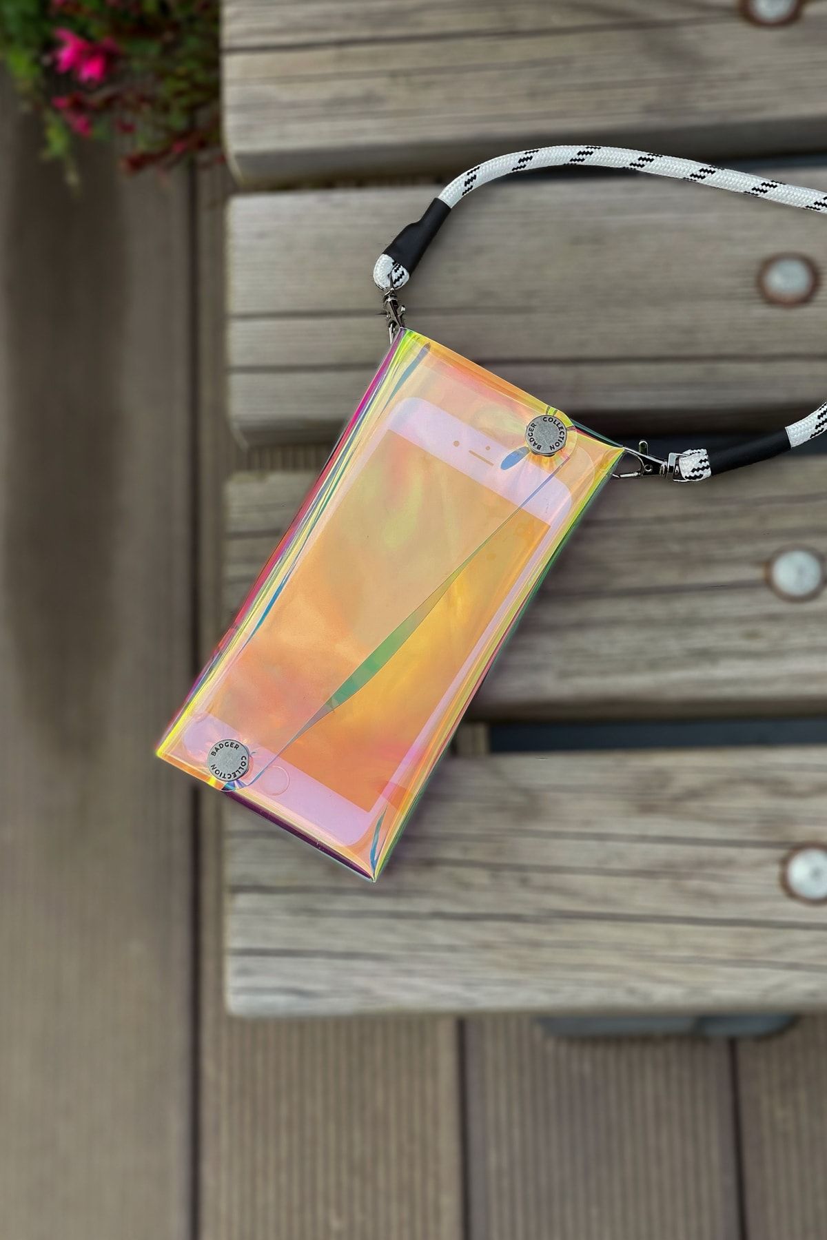 Badger Collection Jellyfon Askılı Telefon Çantası Hologram - Unisex Minimal Hediye Tasarım Şeffaf Pvc Renkli