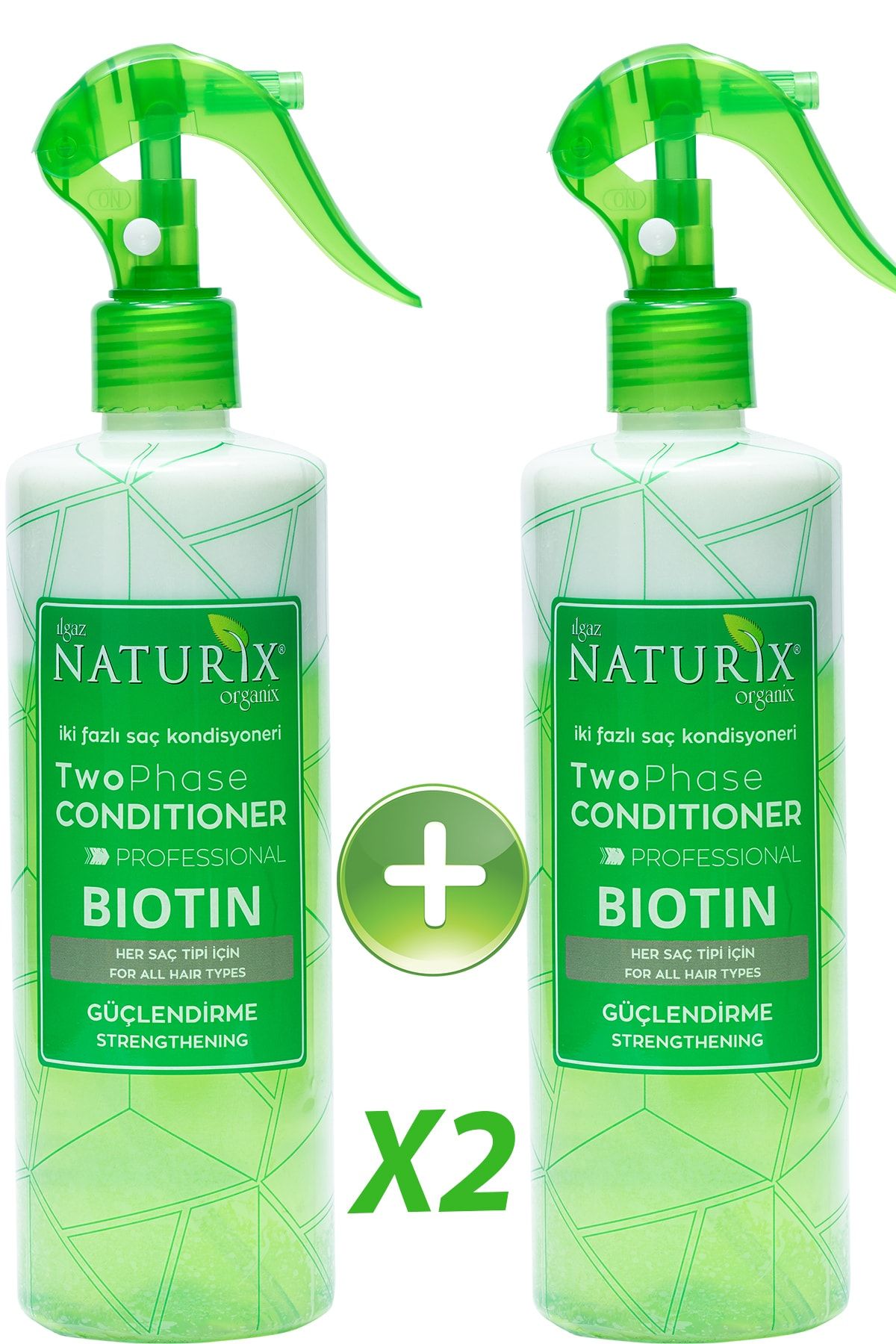 Naturix Biotin Güçlendirici Iki Fazlı Sıvı Saç Kremi 2 Adet 400 Ml Saç Kondisyoneri Fön Suyu Kolay Tarama