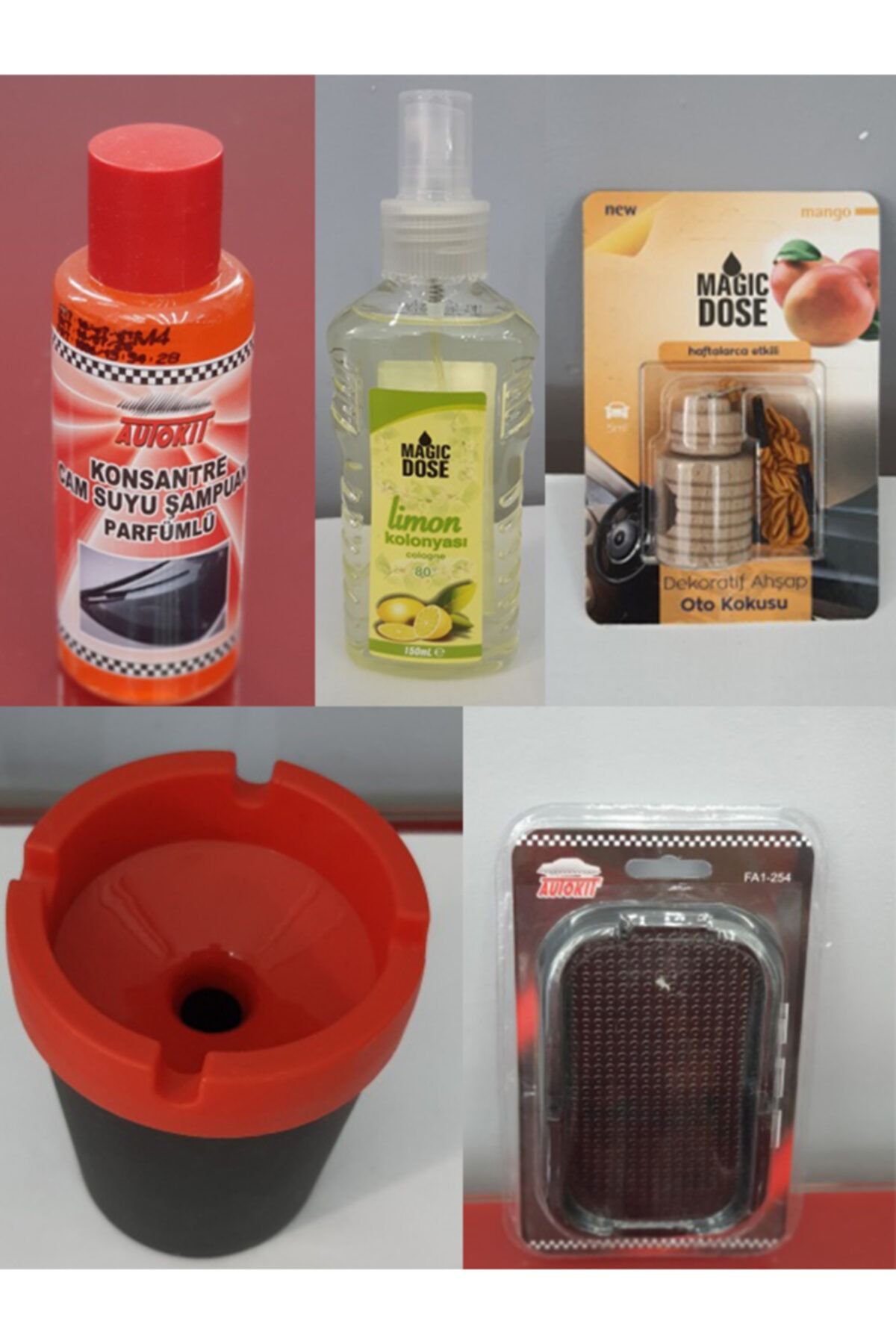 Autokit 5 Li Set Küllük, Cam Suyu, Kaydırmaz Ped, Ahşap Koku, Limon Kolonyası