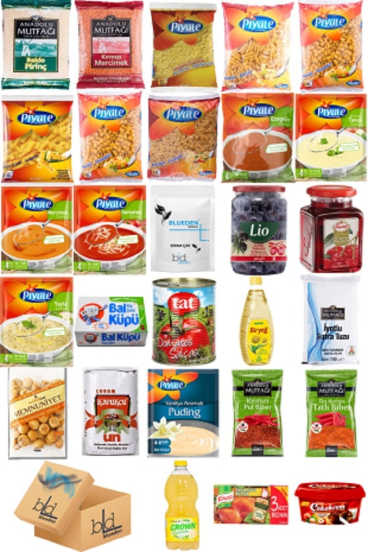 Blueden Ramazan Paketi Kumanya Gıda Paketi Erzak Yardım Hediye Paketi 28 Parça 137 Nolu Paket