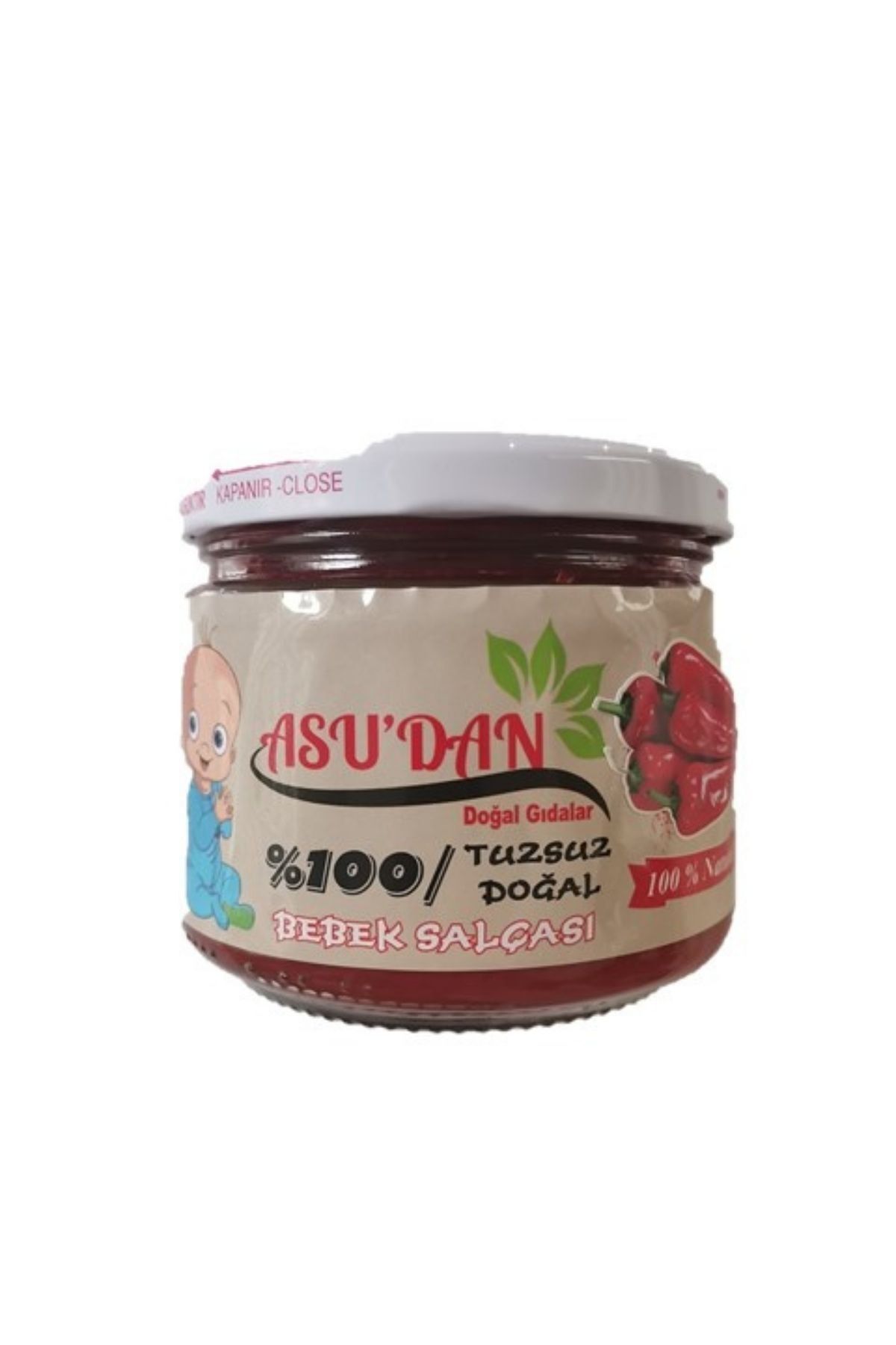 Asudan Doğal Gıdalar Tuzsuz Biber Salçası Bebek Salçası 300 gr