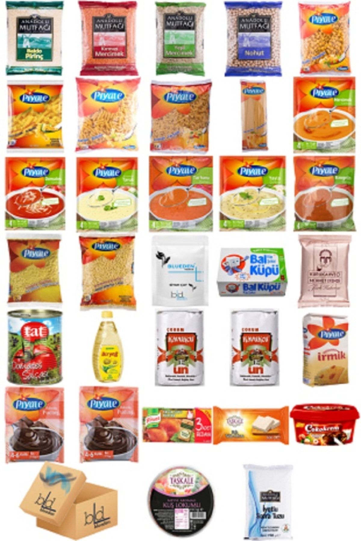 Blueden Ramazan Paketi Kumanya Ezrak Gıda Yardım Kolisi 32 Parça 53 Nolu Paket