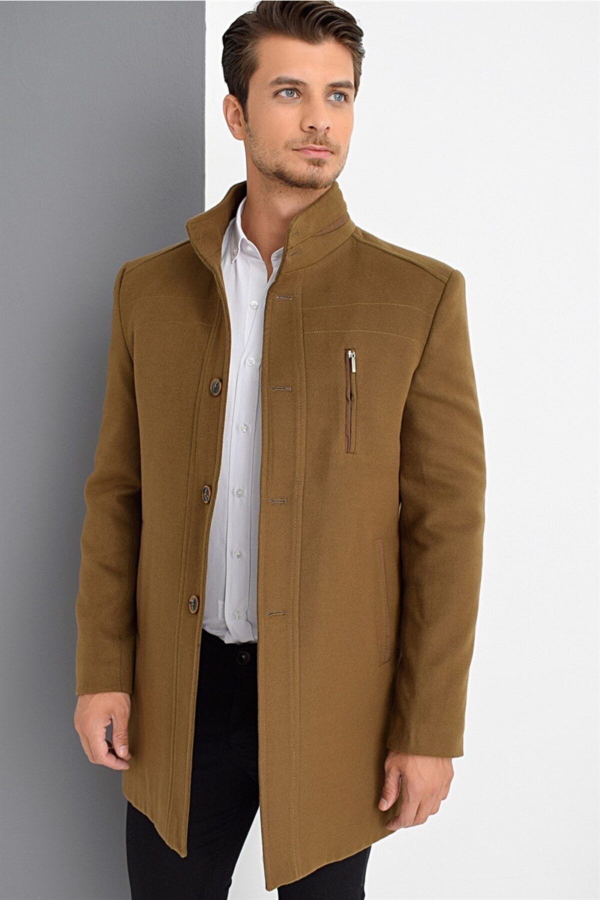 Dewberry Plt8386 Erkek Palto-camel