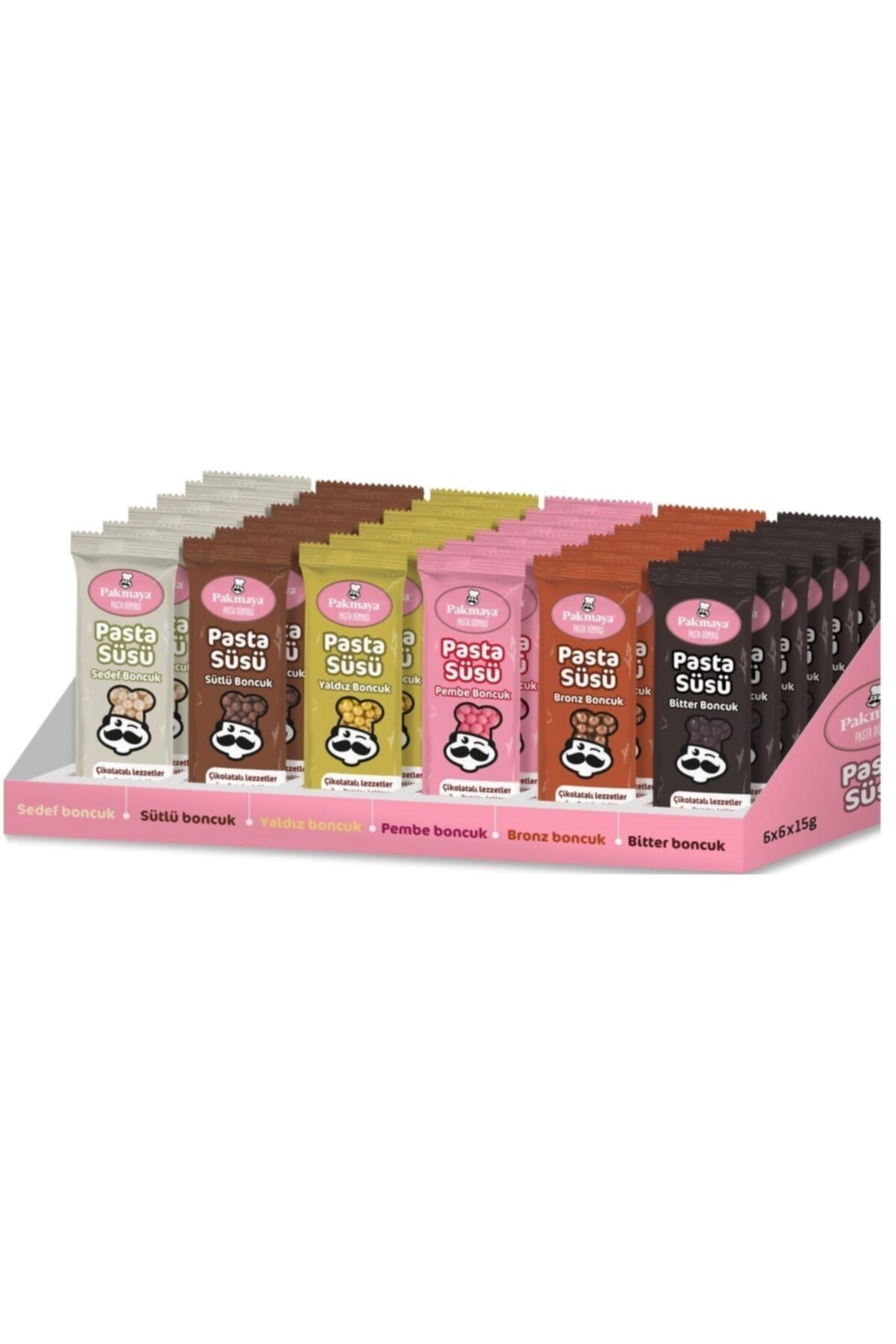 Pakmaya Pasta Süsü Sedef Sütlü Yaldız Pembe Bronz Bitter Boncuk 36 Lı Set