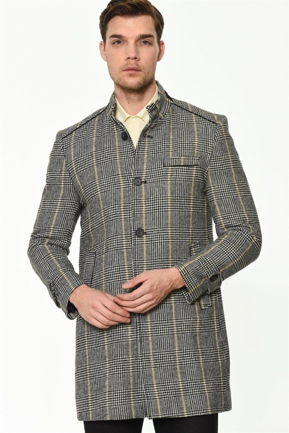 Dewberry Plt8391 Erkek Palto-ekose Gri