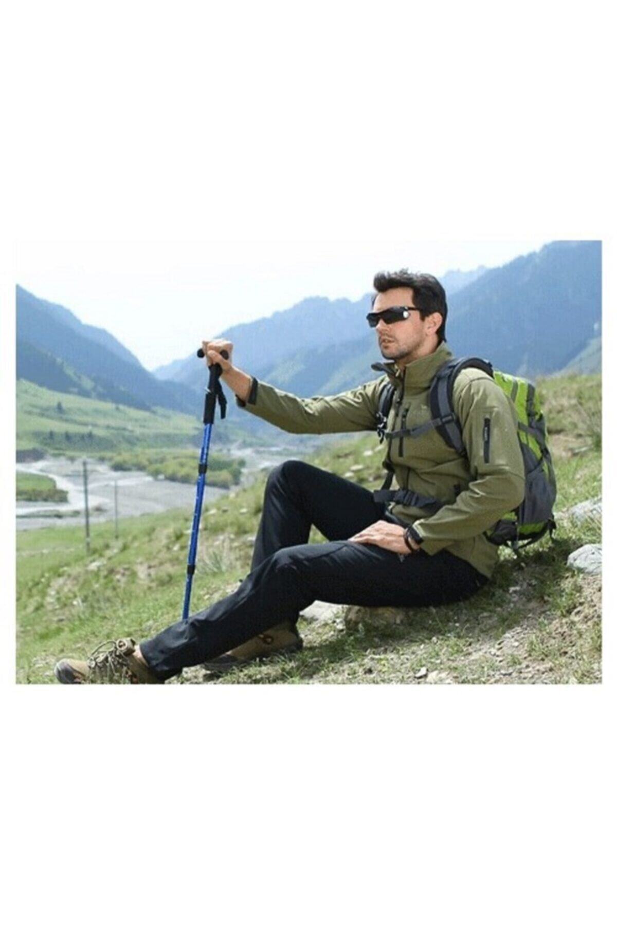 Acenter Dağcı Kamp Için Işıklı & Pusulalı Katlanabilir Baston (kırmızı)