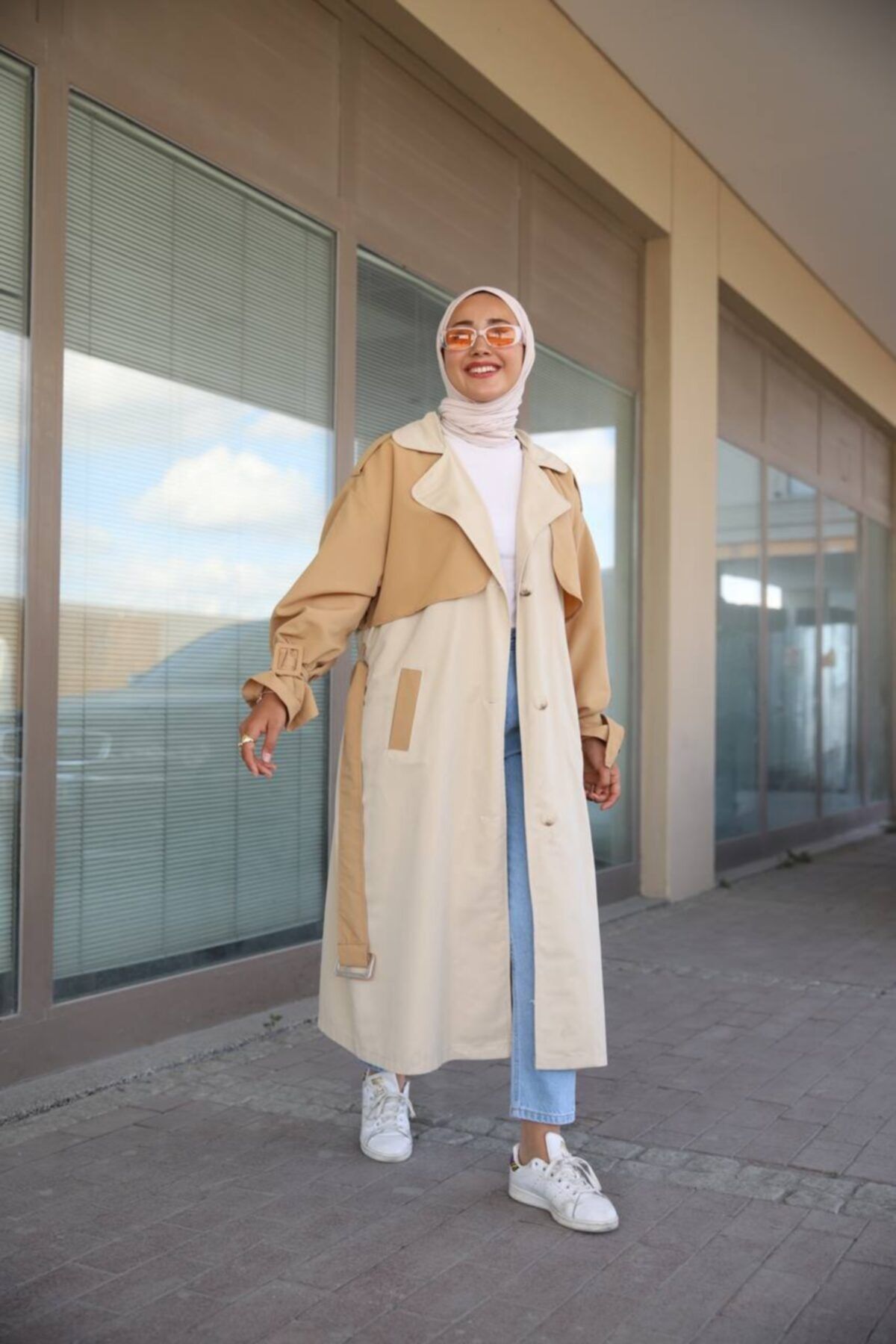 Butik Merve Aydın Kadın Bej Kahve Detay Trençkot