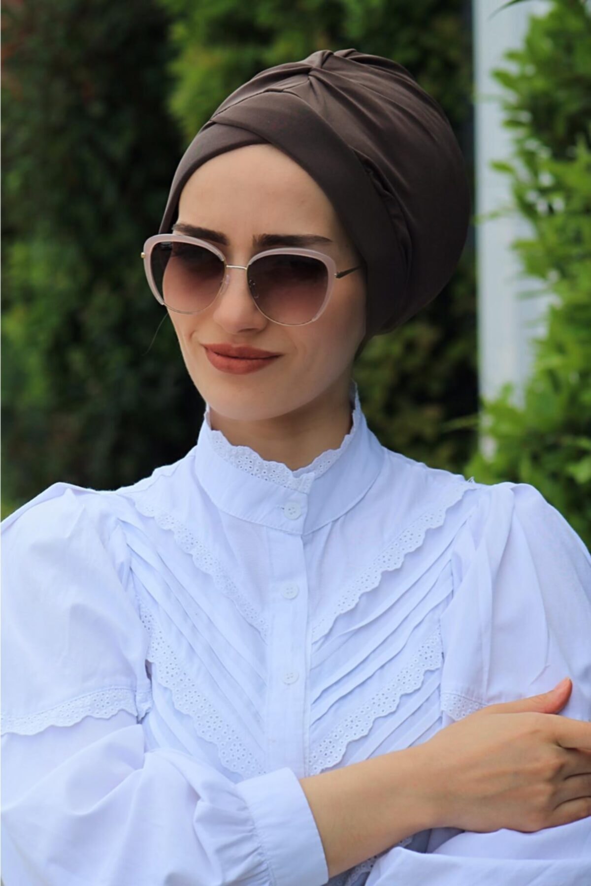 Zehra Hazır Havuz Tesettür Giyim Çapraz Bone Koyu Vizyon - Özel Tasarım- Yeni Model Tesettür Giyim