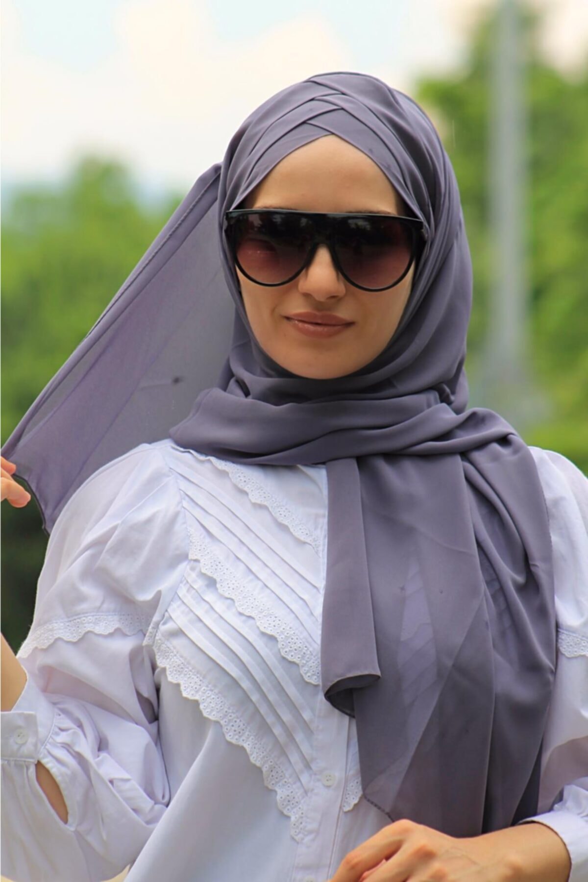 Zehra Hazır Havuz Tesettür Giyim Üc Bandlı Hazır Sal Füme - Özel Tasarım- Yeni Model Tesettür Giyim