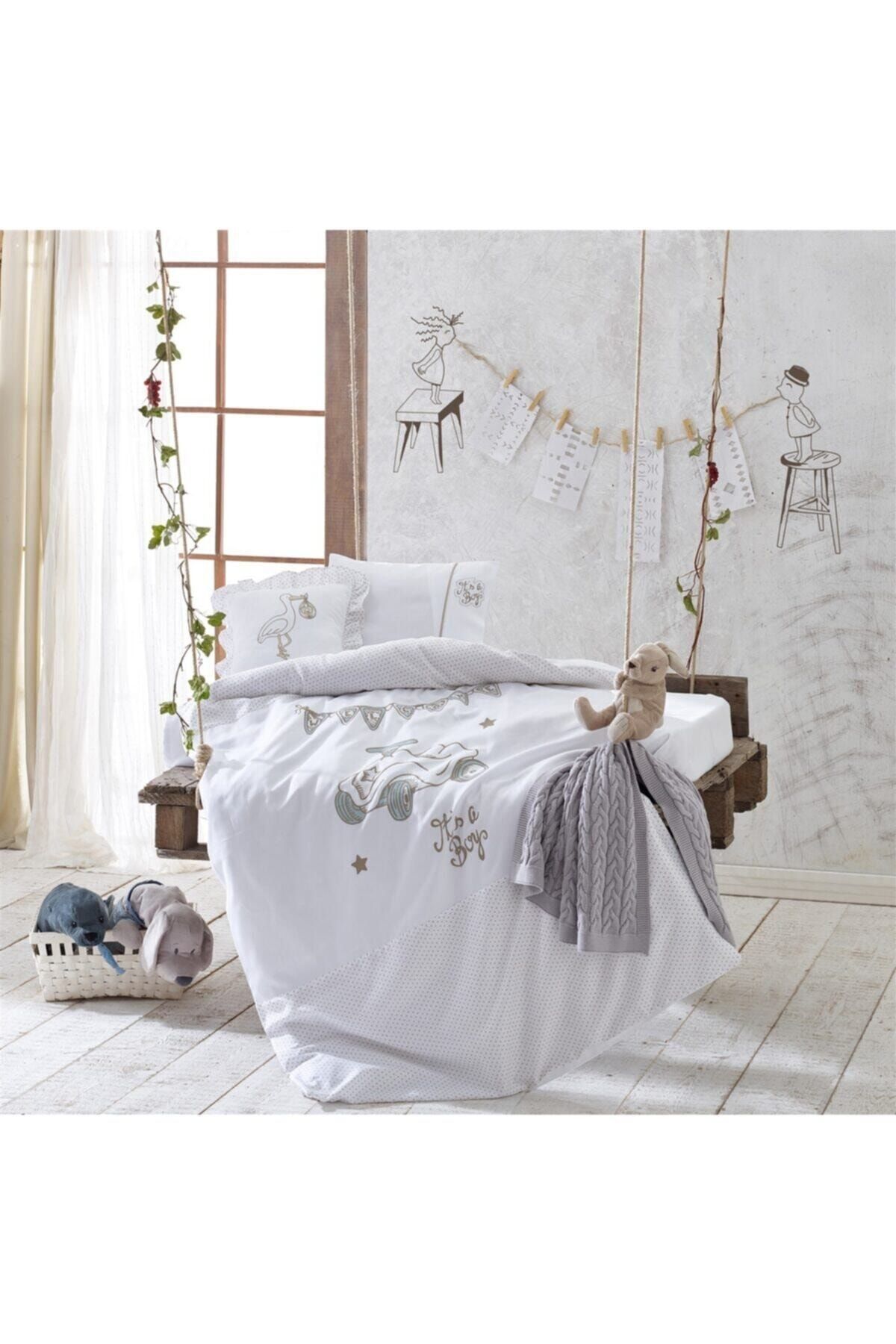 Ecocottton Beyaz Organik Bebek Nevresim Seti It Is A Boy