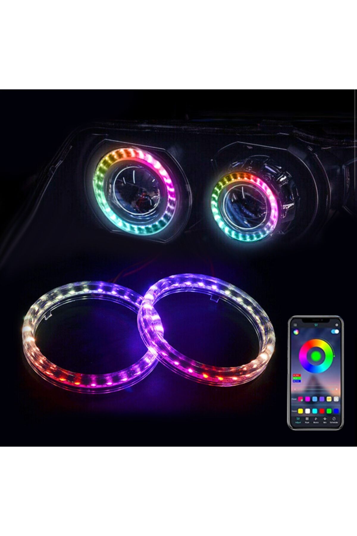 C9 Bluetooth Telefon Kumandalı Halka Far Içi Led Angel 95mm