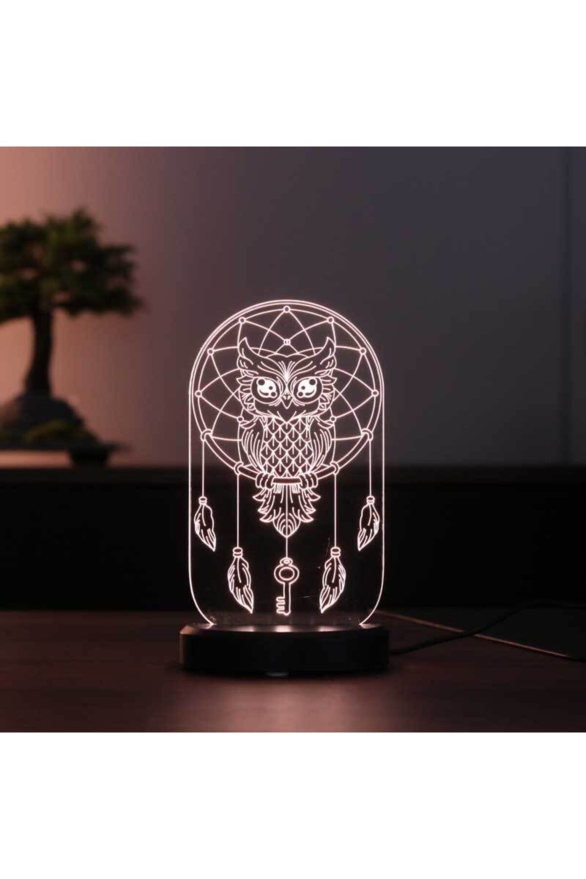 BYLAMP Düş Kapanı Ve Baykuş Led Gece Lambası Siyah Taban
