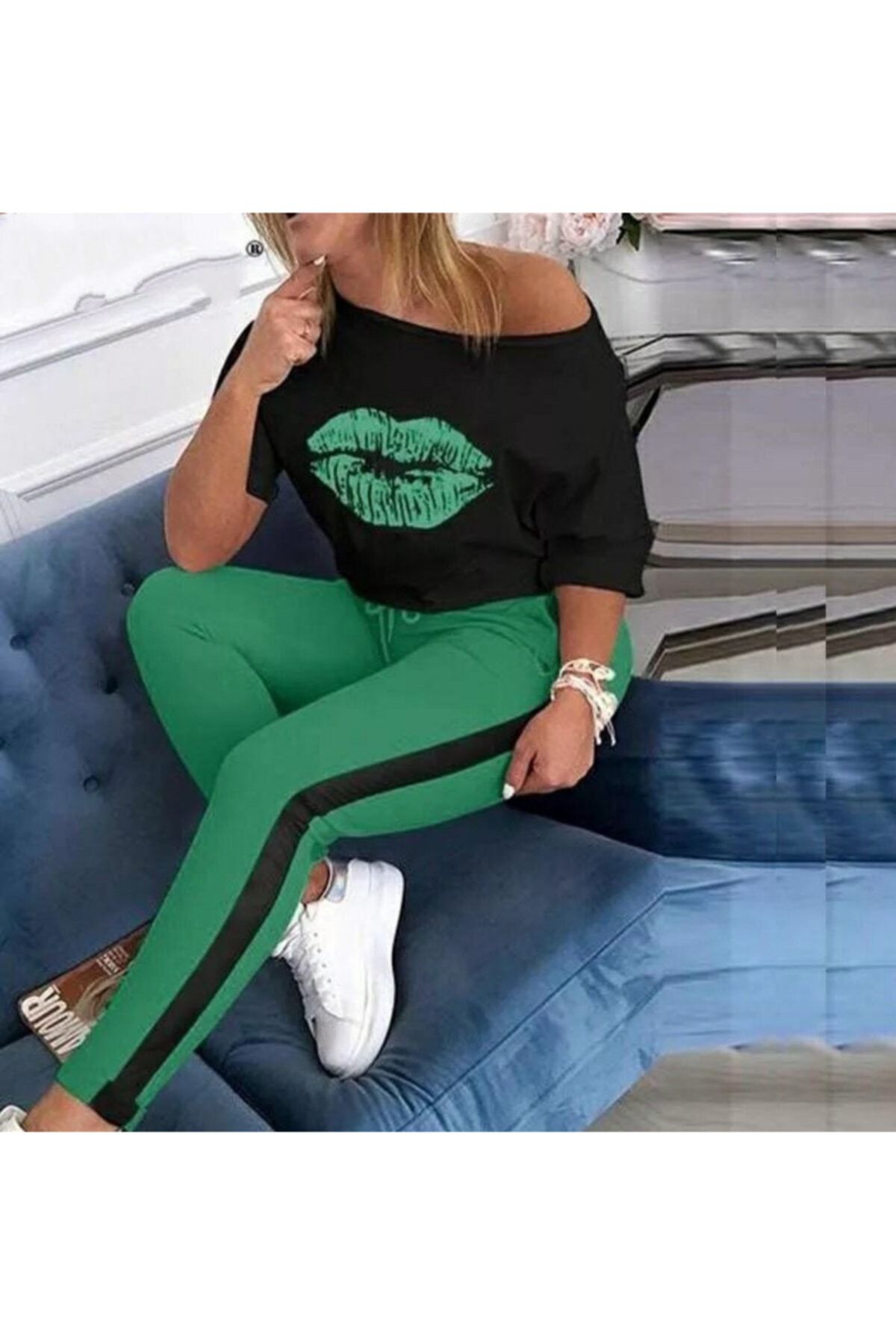 Arya Moda Üst Penye Alt Iki Iplik Dudak Baskılı Takım 87 60cm