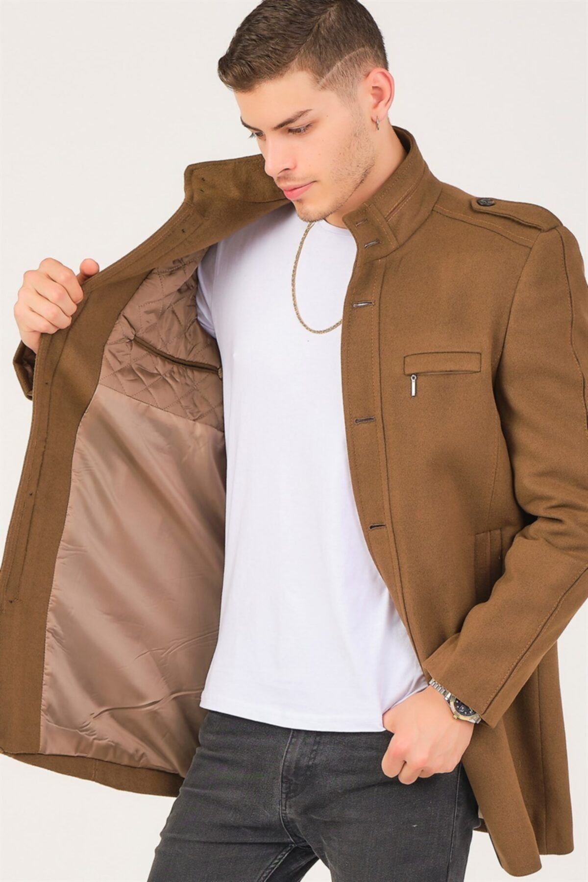 Dewberry Plt8378 Erkek Palto Camel