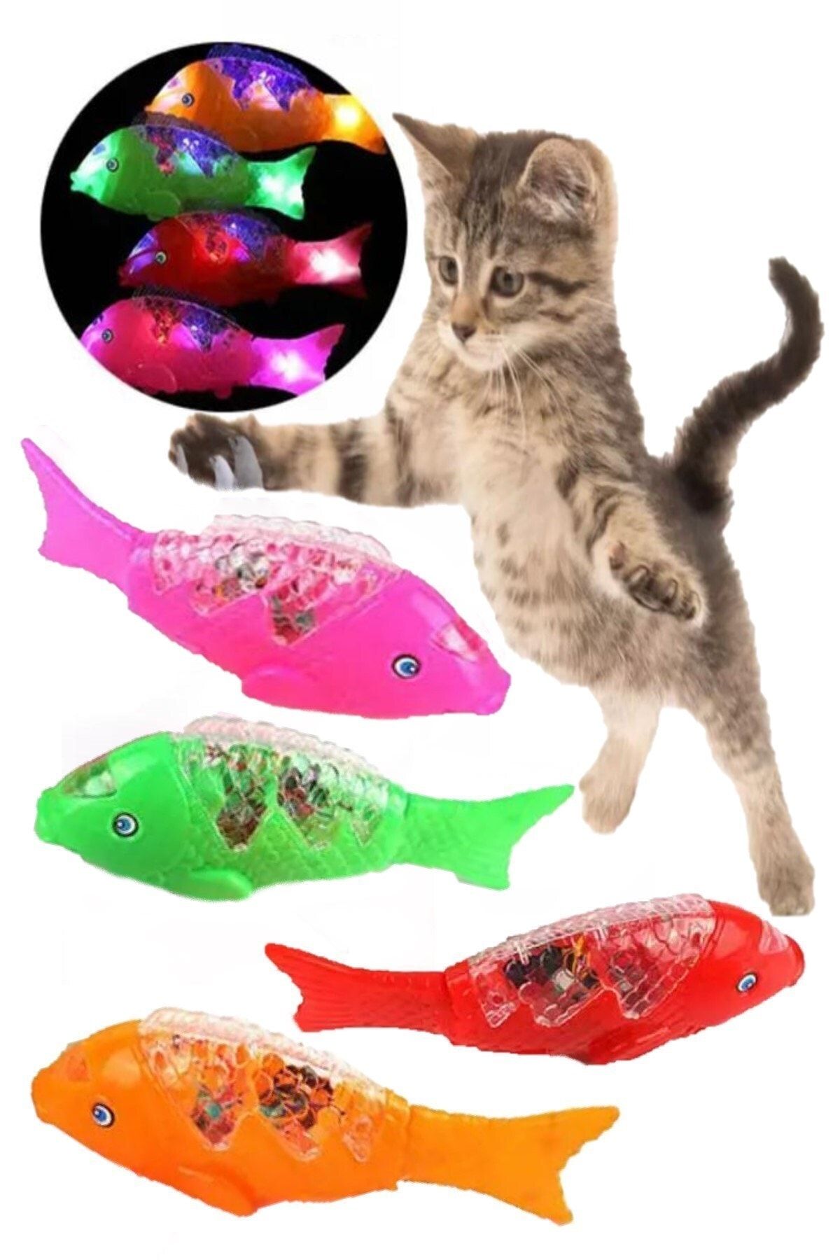 Hyd Kedi Oyuncağı Sesli Işıklı Yürüyen Hareketli Oyuncak Balık