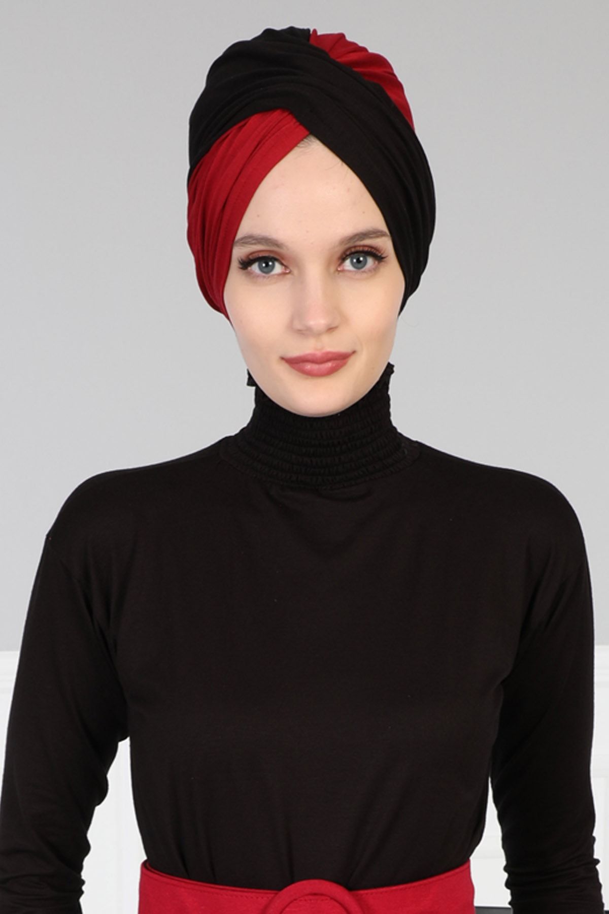 Ayşe Tasarım Tesettür Bone Siyah Bordo