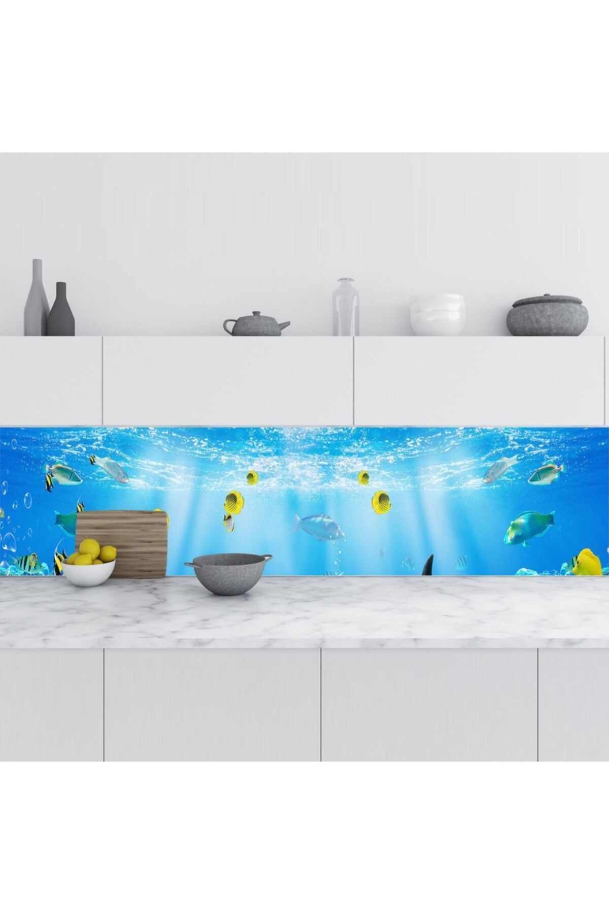 StickerArt Mutfak Tezgah Arası Folyo Fayans Kaplama Folyosu Denizaltı Güneş 60x500 Cm