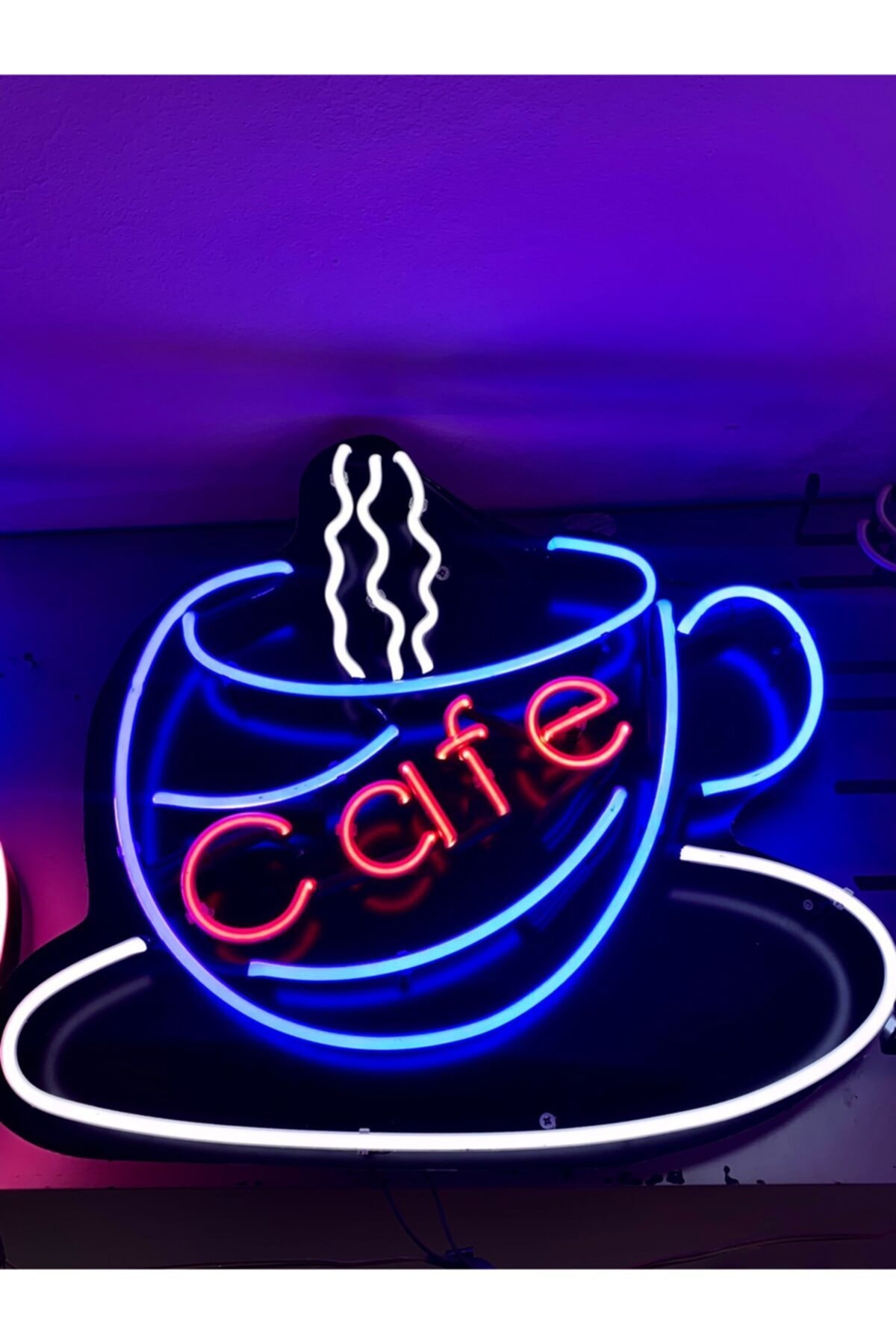 Neon Bardak Şekli Yazısı Cam Işıklı Tabela 55x60