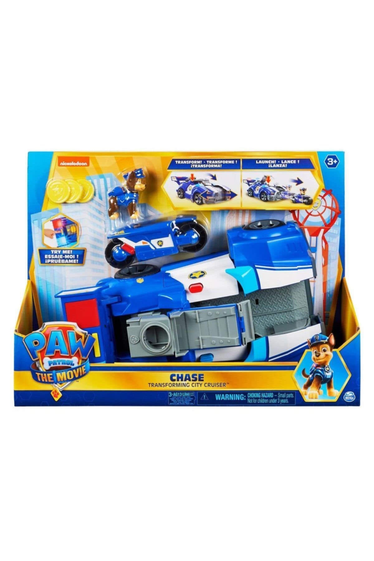 Spinmaster 6060759 Paw Patrol, Chase'in 2si1 Arada Dönüşebilen Işıklı Şehir Aracı Ve Sesli Motosikleti / Paw Pa