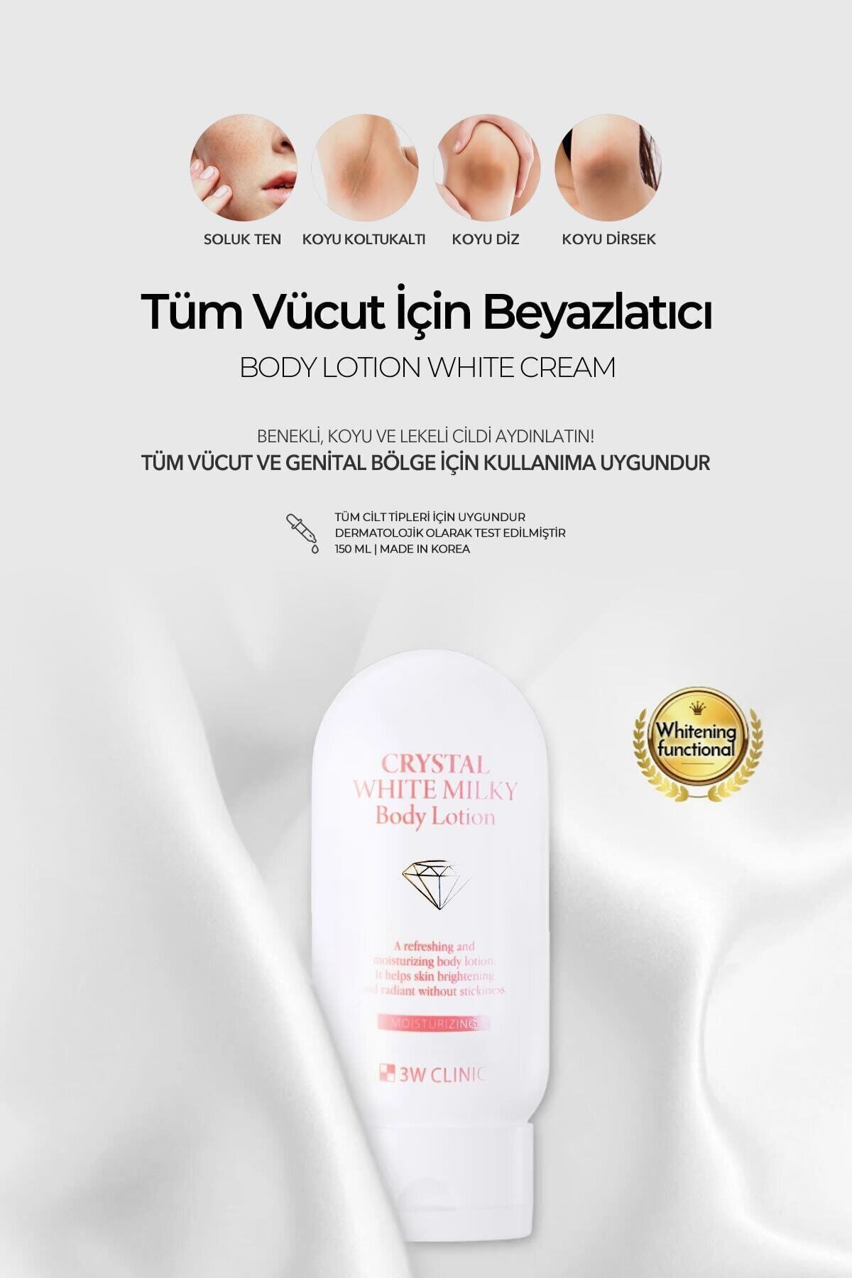 3W CLINIC Lekeli Ciltlere Özel Tüm Vücut Için Beyazlatıcı Body Lotion 150 ml