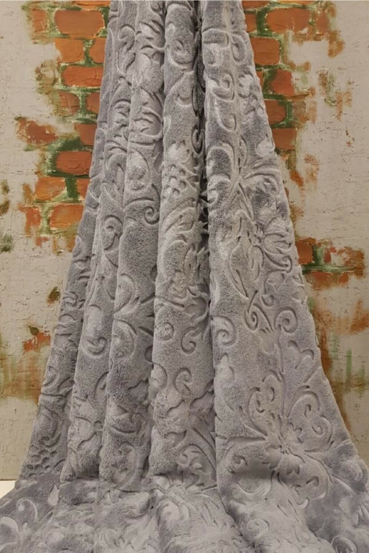 Merinos Çift Kişilik Elegance Embos Battaniye - Koyu Gri