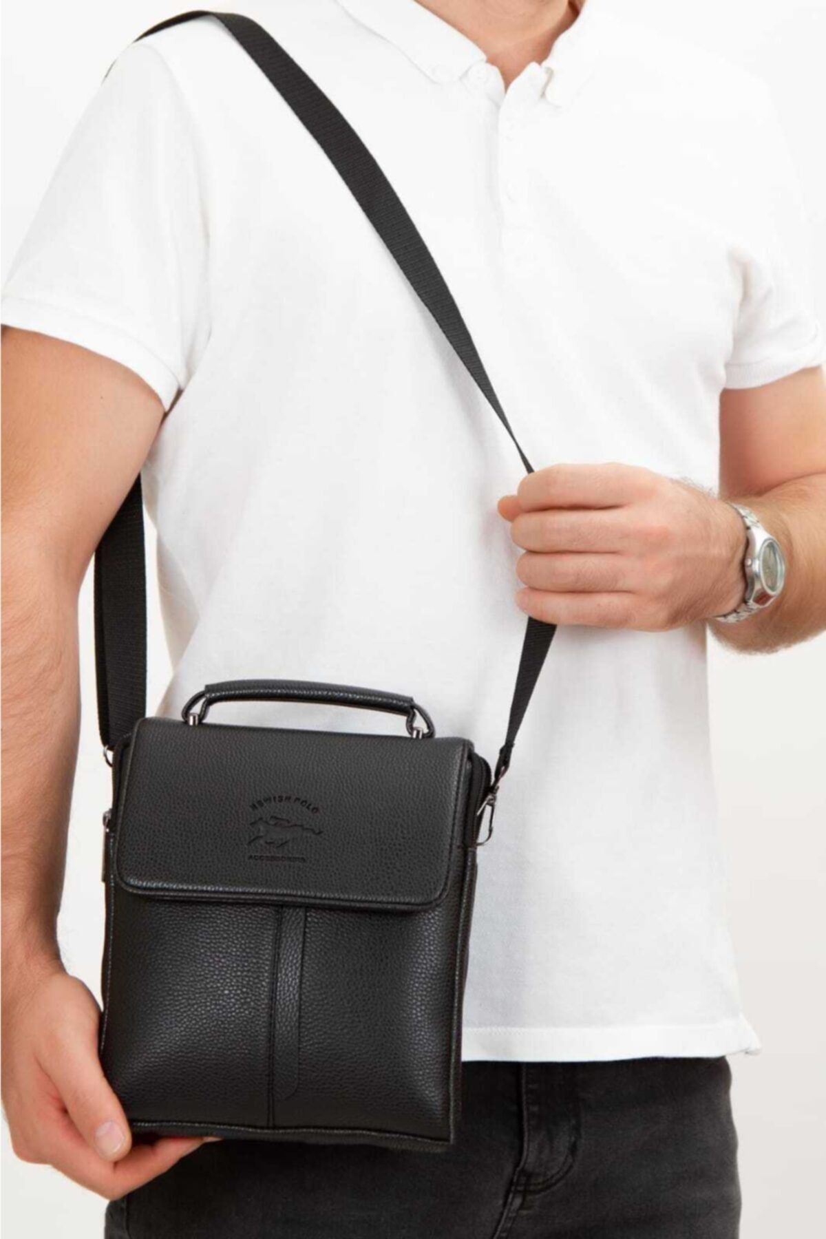 Newish Polo Erkek El Ve Omuz Çantası Omuz Askılı Mıknatıslı (BÜYÜK BOY)
