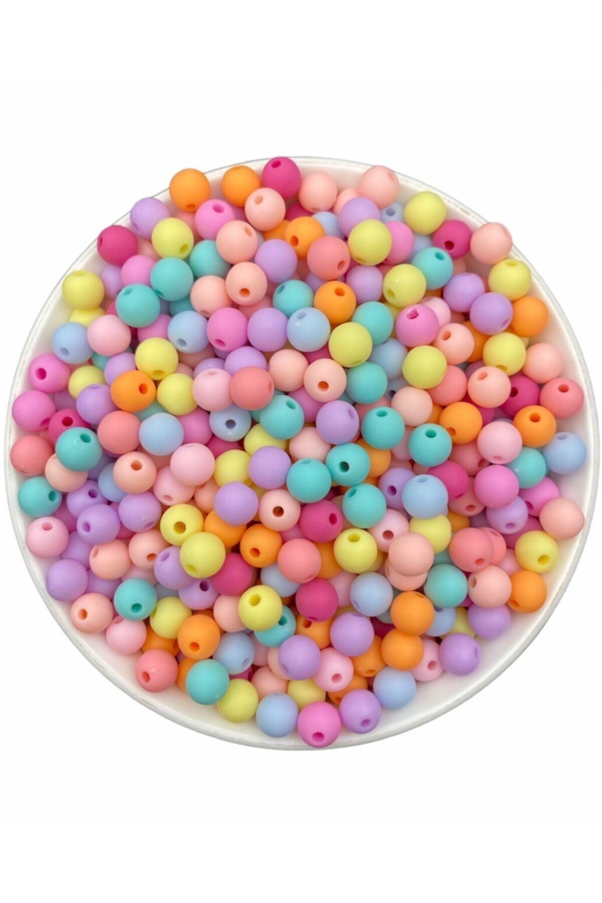 Hedef Bijuteri 25gr 8mm Mat Karışık Pastel Renkli Neon Boncuk,takı Yapım Boncuğu (25 Gr,  90 Adet)