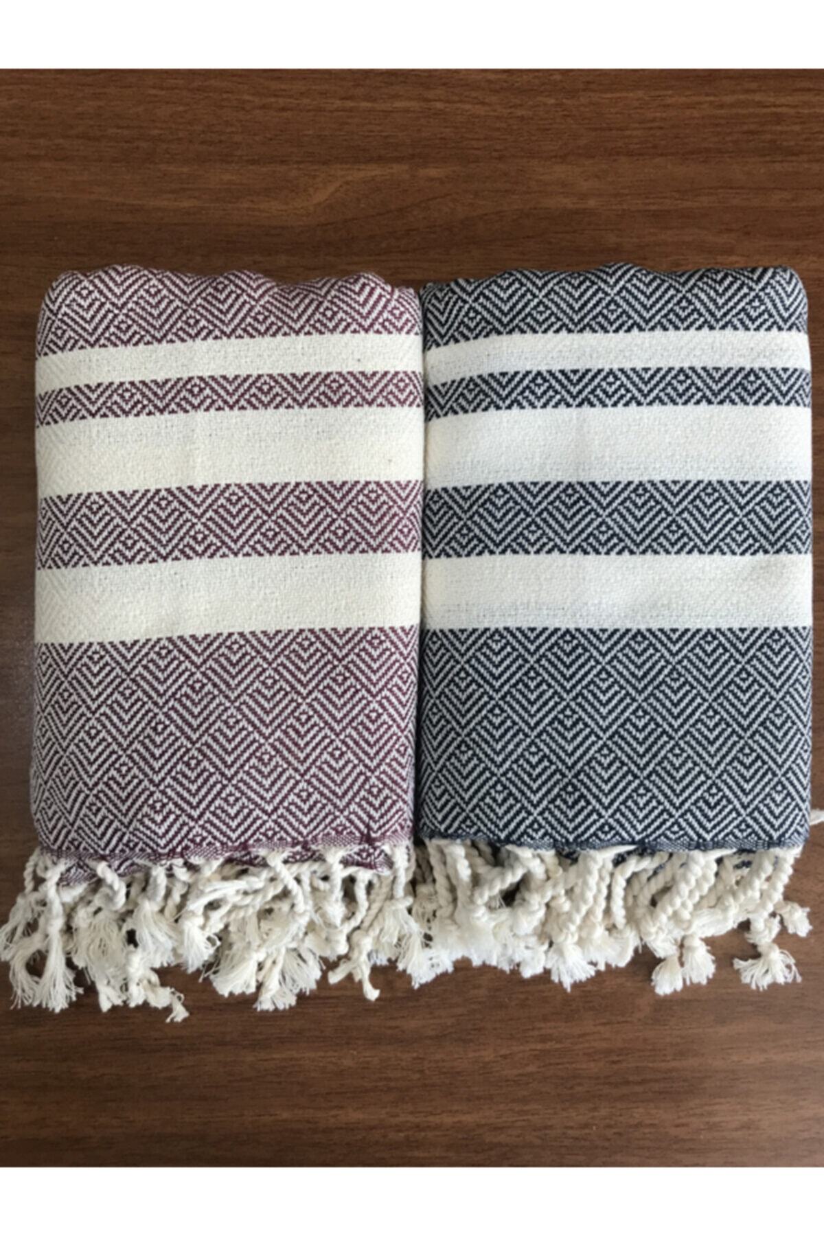 LA BABA Ruby Peştemal Bordo Lacivert Ikili Set 100x180