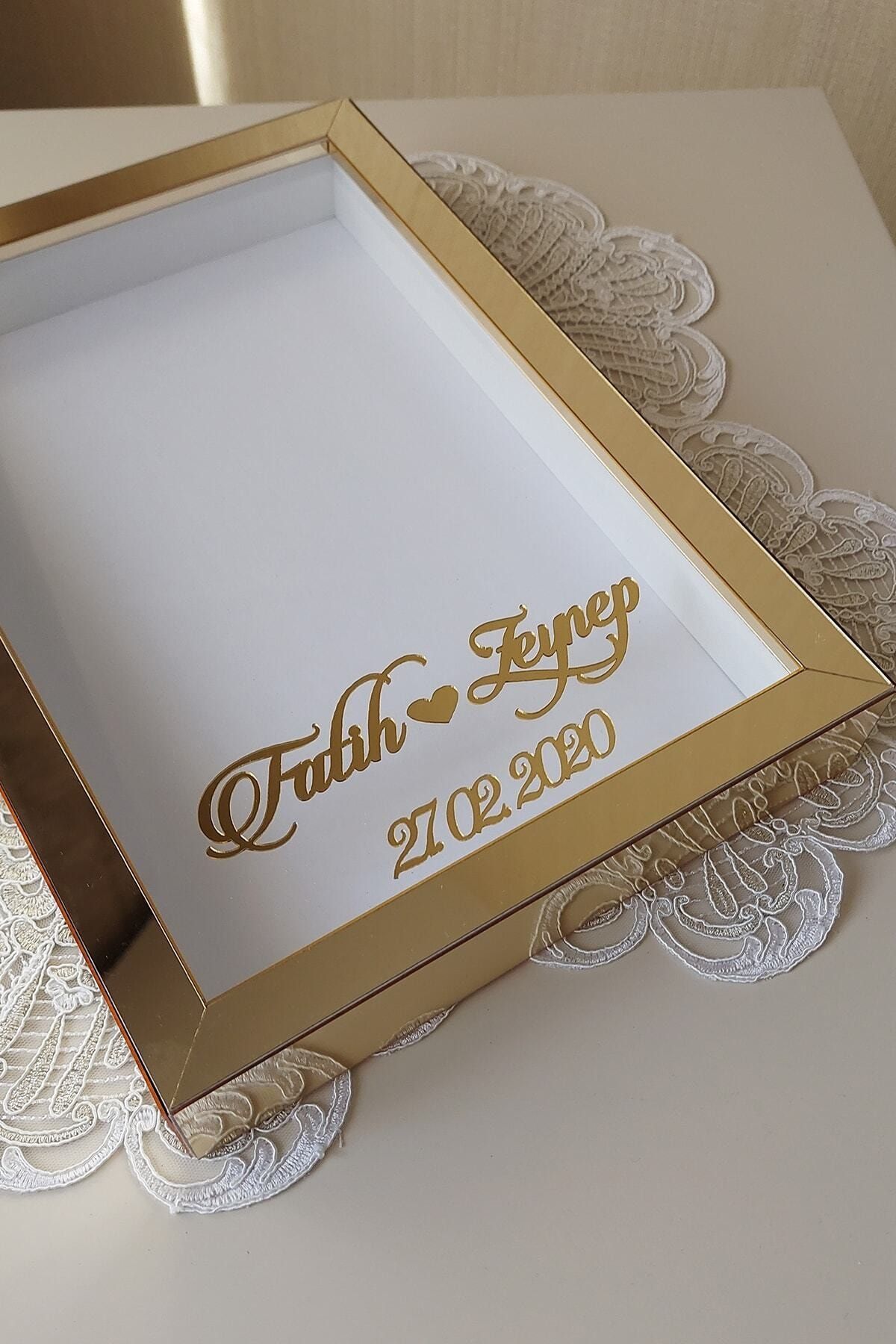 Tasarımname Architecture & Design 21x30 Cm Gold Pleksili Yeni Moda Tasarım Gül Kutusu Anı Çerçevesi! Ayna Çerçeve! Hkm Ticaret