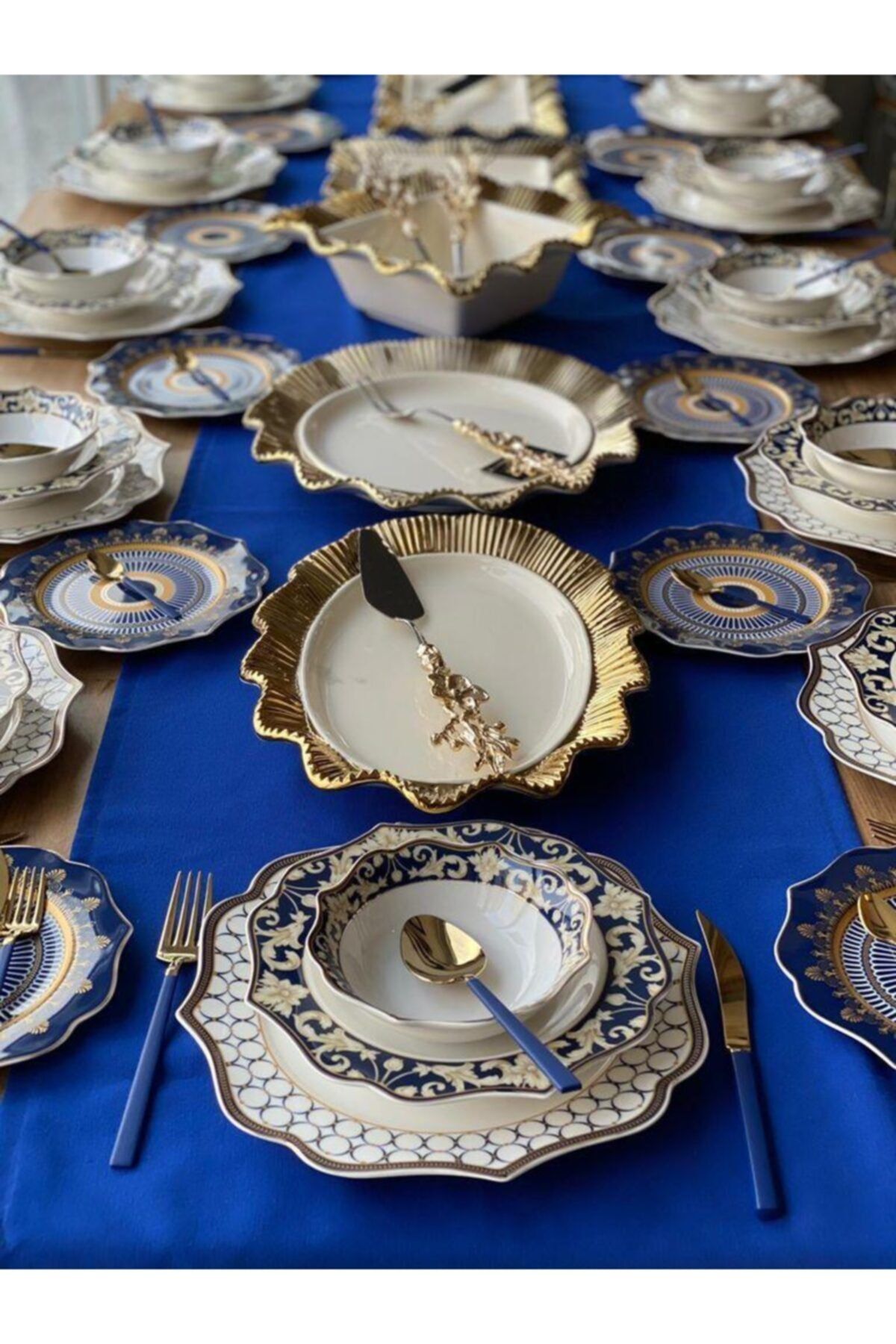 ROSSEV Yemek Takımı Blue Ring 142 Parça 12 Kişilik