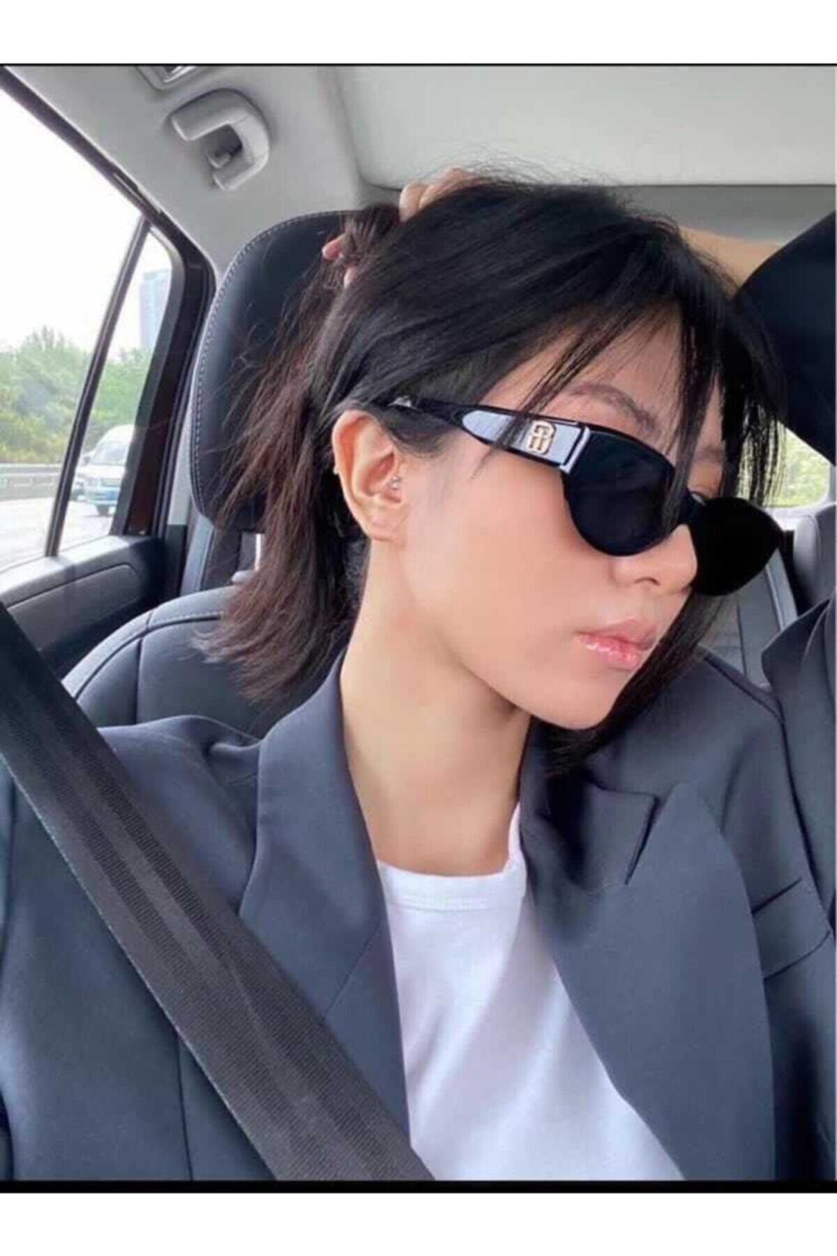 GICIKAKSESUAR Kadın Siyah Cat Eye Güneş Gözlüğü