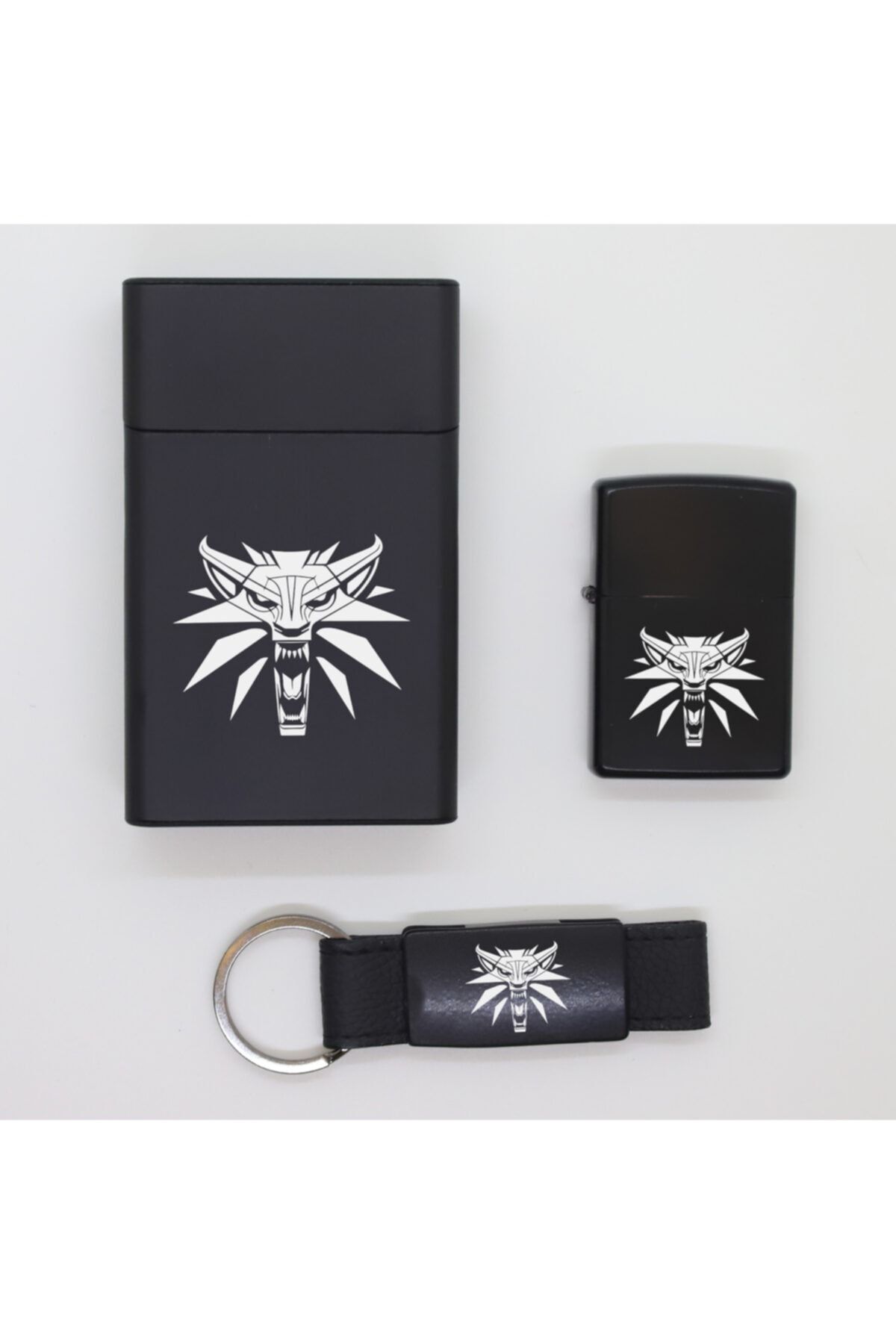 ELALAZER The Witcher Metal Sigara Kutusu, Zippo Çakmak Ve Anahtarlık Seti - 1