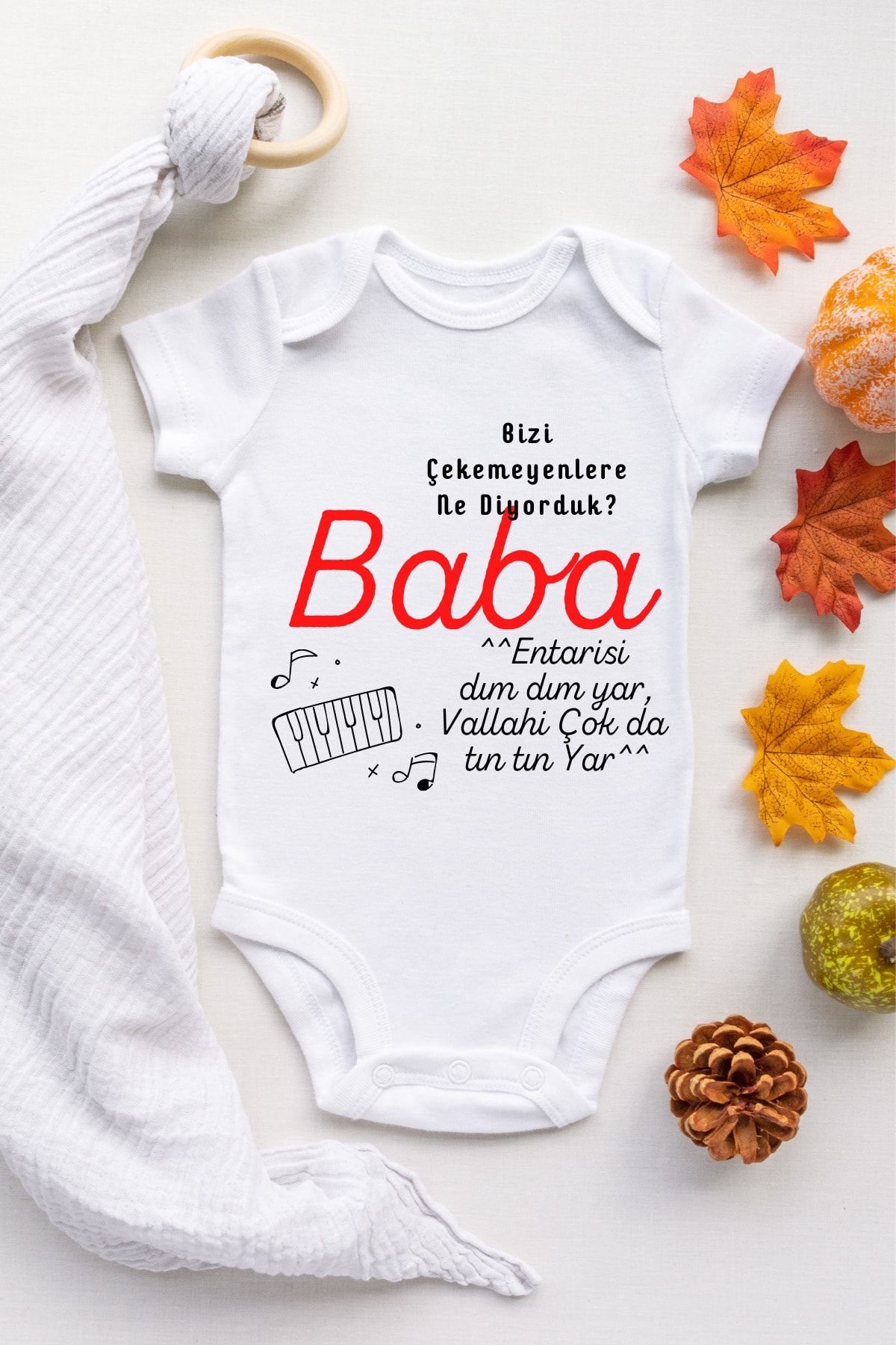 Babydonat Bizi Çekemeyenler Baba Desenli Kısa Kol Body