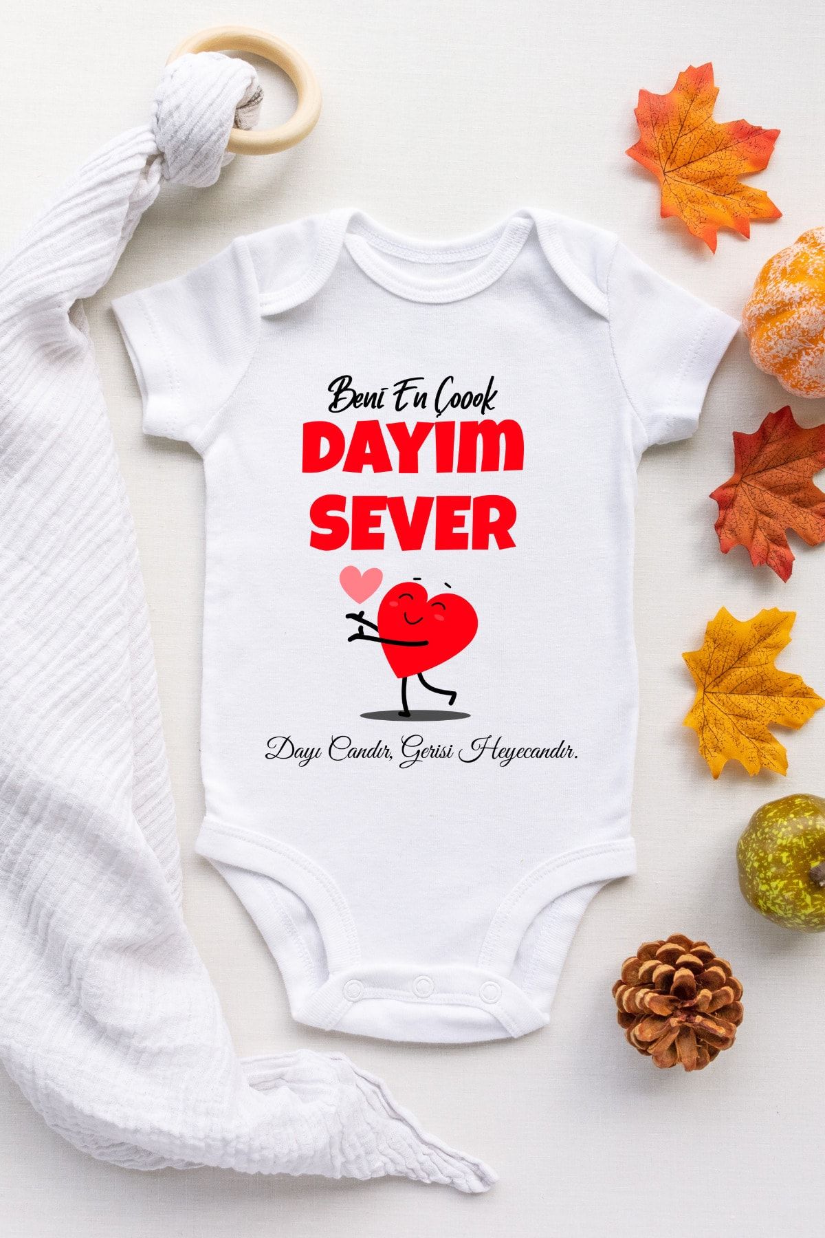 Babydonat Beni En Çok Dayım Sever Desenli Kısa Kol Body