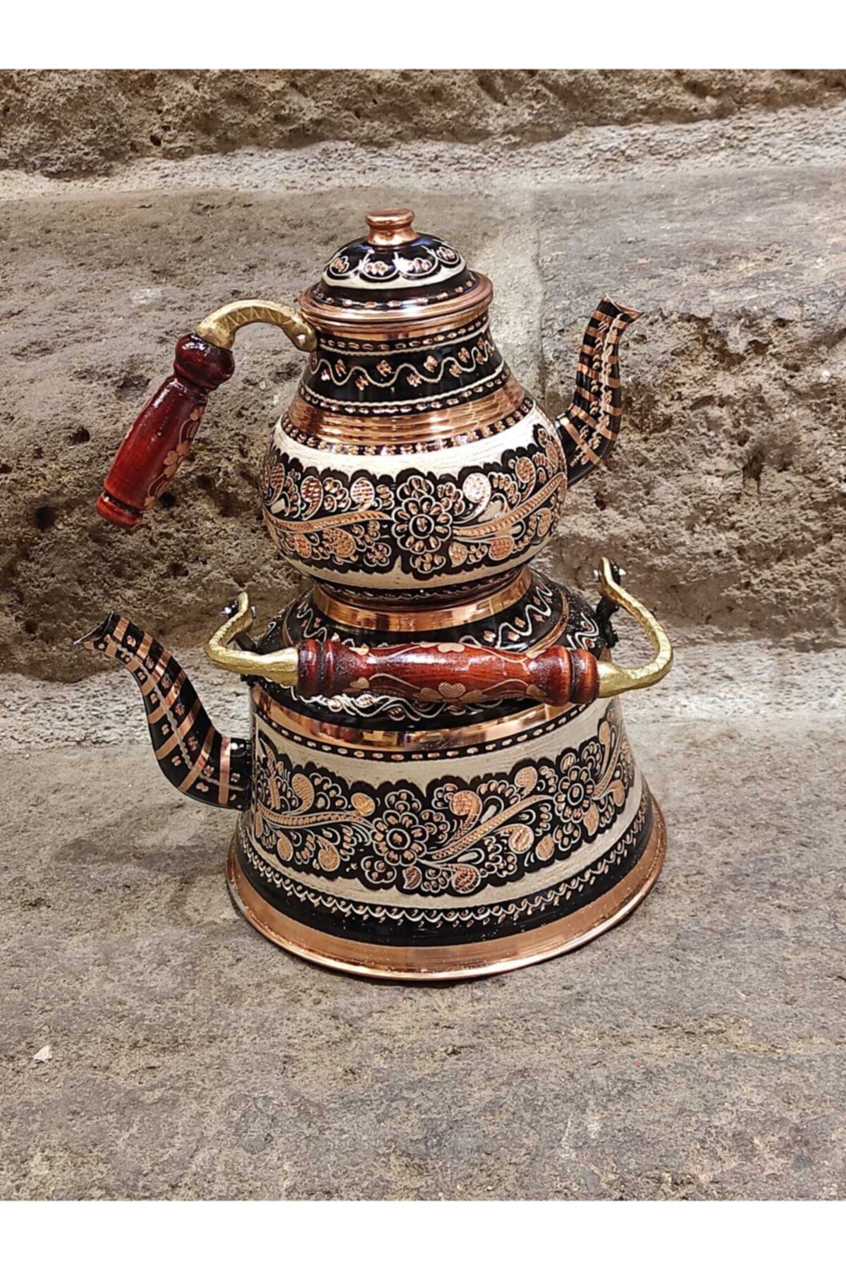 TurnaEvim Büyük Boy El Işi Bakır Çaydanlık