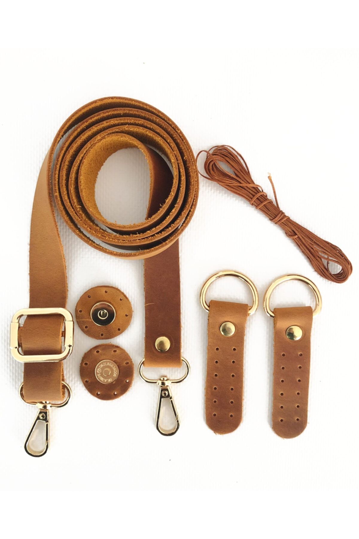 Alfa Tasarım Hakiki Deri Çanta Sapı Altın Aksesuar 120 cm Mıknatıslı Çıtçıt, Mumlu Ip Set - Crazy Camel