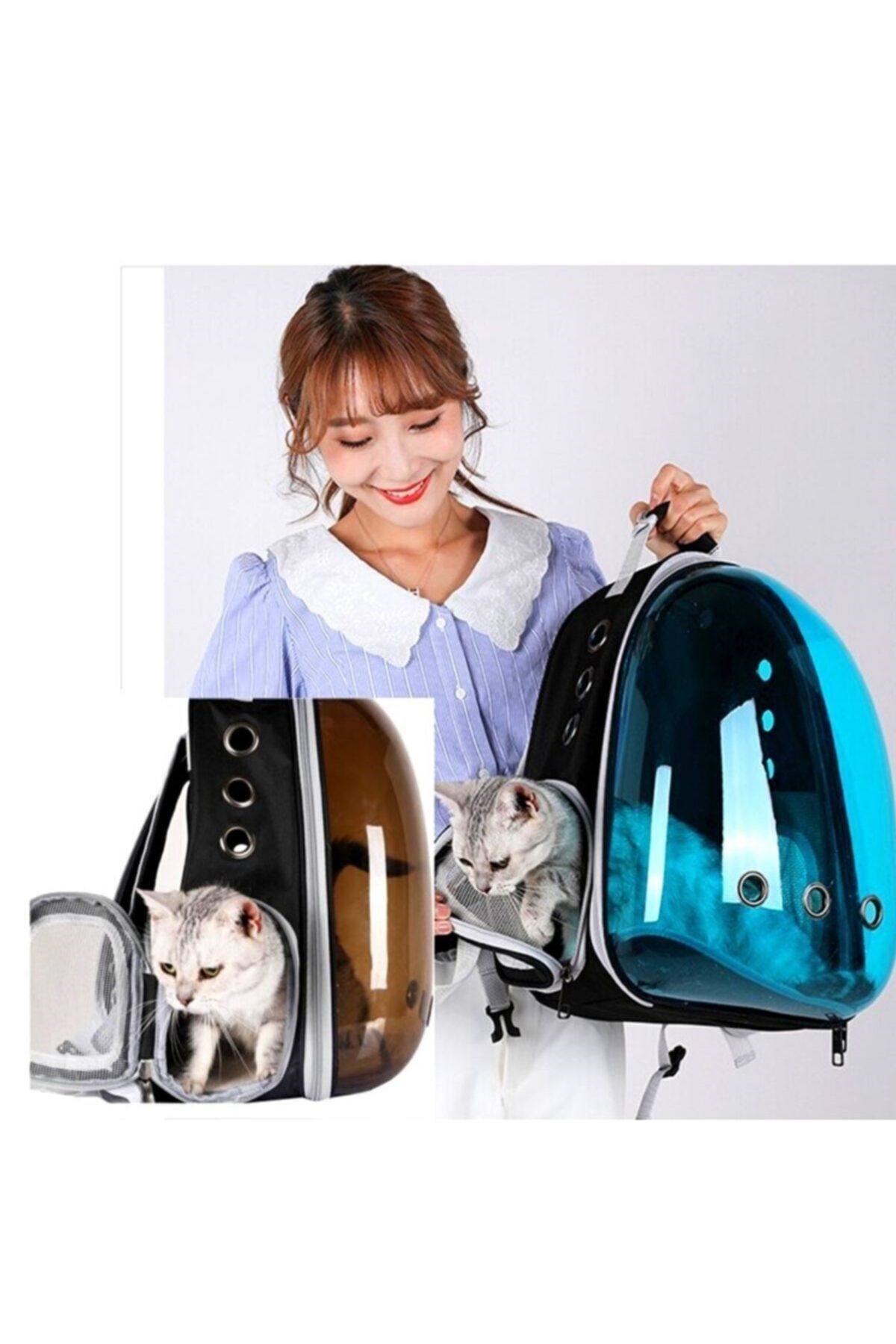 Mbois Şeffaf Astronot Kapsül Kedi Köpek Seyahat Yolculuk Fermuarlı Hava Alan Taşınabilir Sırt Çantası