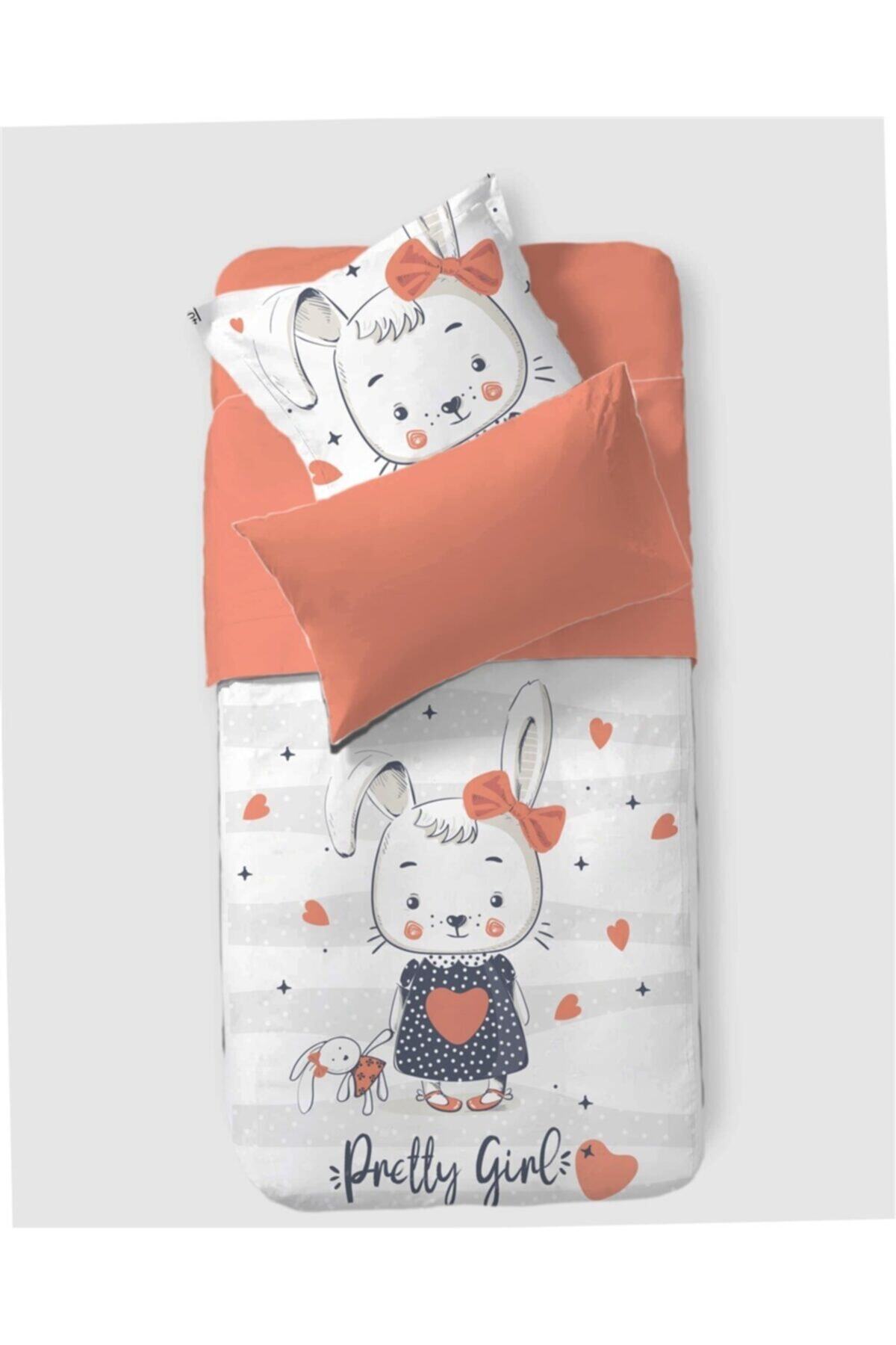 Firuze 100x150 Tek Kişilik Bebek Nevresim Takımı Tavşanlı %100 Pamuk