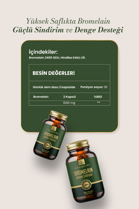 Bromelain 1000 Mg 2400 Gdu Prebiyotikli 60 Kapsül Image 3