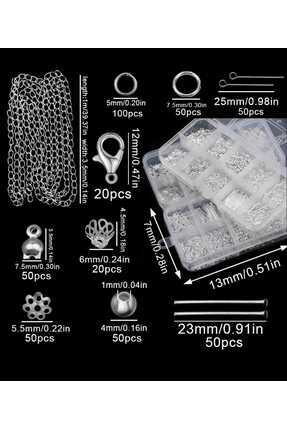 440 Adet Gümüş Kolye Bileklik Bilezik Yapım Kiti Seti Takı Malzemeleri Image 1