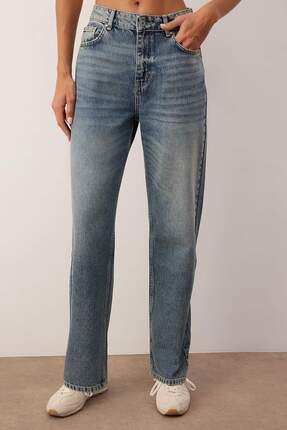 Mavi Yüksek Bel YENİ MOM %100 Pamuk Non-Stretch Jeans TWOAW26JE00273 Image 2
