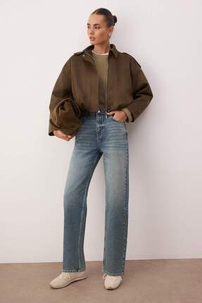 Mavi Yüksek Bel YENİ MOM %100 Pamuk Non-Stretch Jeans TWOAW26JE00273 Image 0