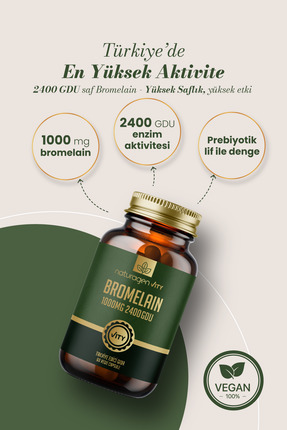 Bromelain 1000 Mg 2400 Gdu Prebiyotikli 60 Kapsül Image 2