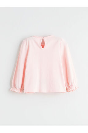 Fiyonk Detaylı Kadife Kız Bebek Salopet Elbise ve Tişört Image 5