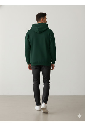 unisex 3 iplik kapüşonlu şardonlu sweatshirt Image 1