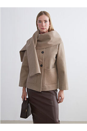 LCWAIKIKI ClassicAntrasit Çıkarılabilir Şal Yaka Kadın Kaşe Kaban Image 2