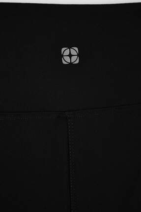 Siyah Soft Fırçalı Kumaş Reflektör Baskı Detaylı Tam Boy Örme Spor Tayt TBBAW26BV00007 Image 7